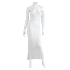 JOHN GALLIANO 2001 White Evening Dress / Gown With Crochet Elements