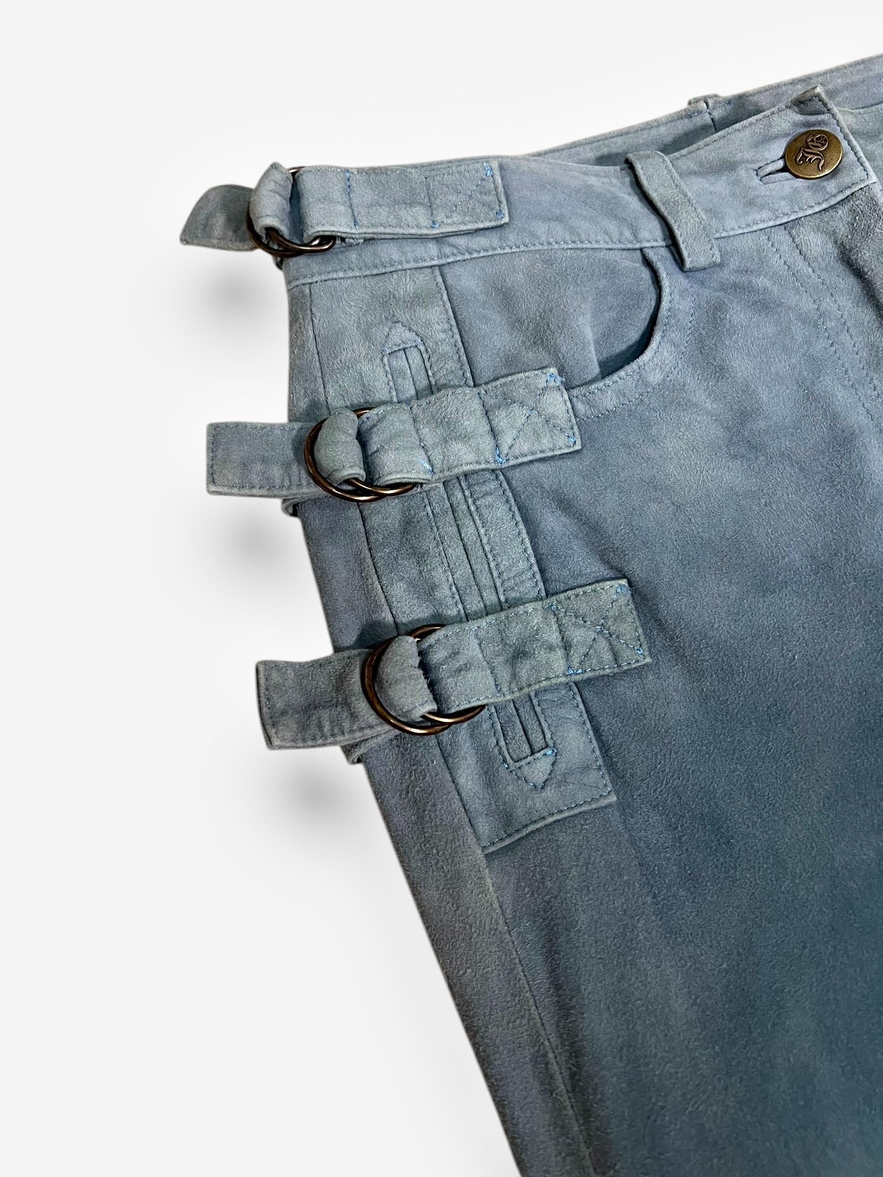 John Galliano, 2003, veste et pantalon cargo en daim et cuir en vente 8