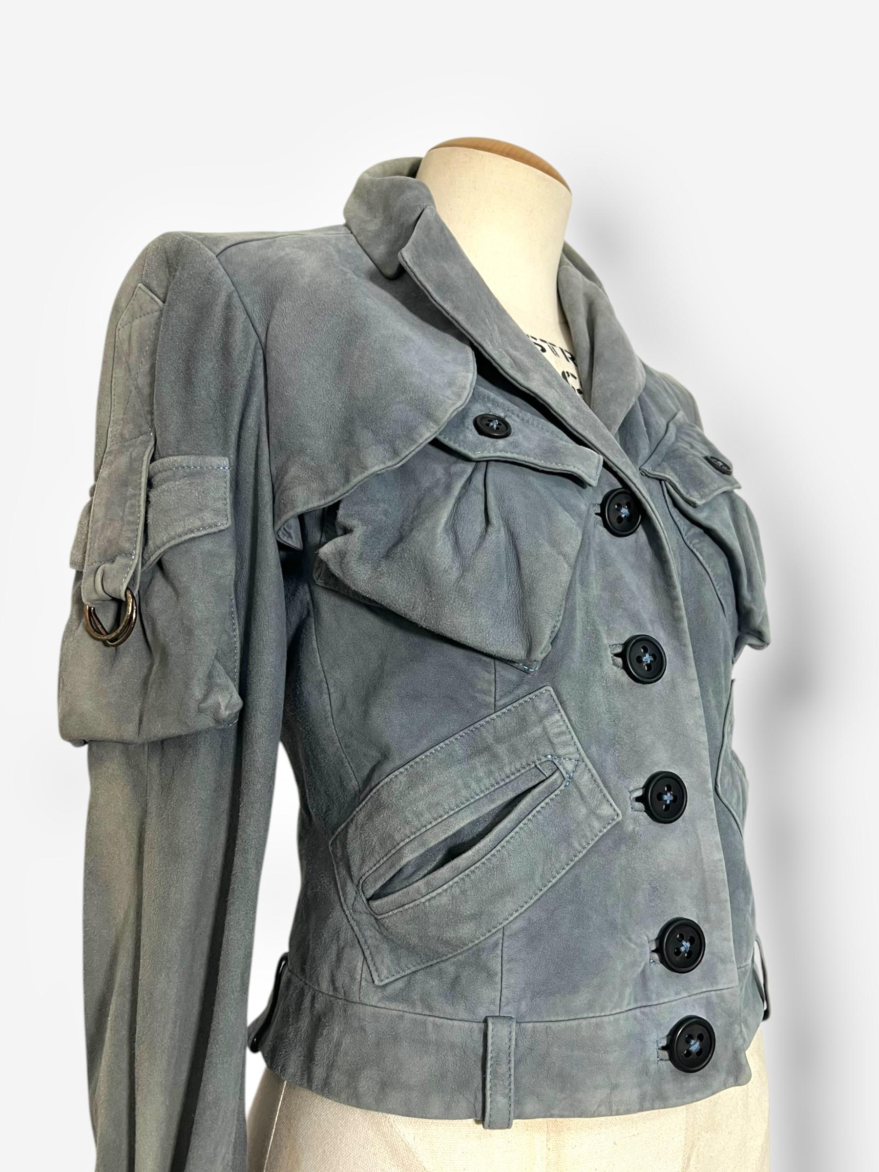 John Galliano, 2003, veste et pantalon cargo en daim et cuir Pour femmes en vente