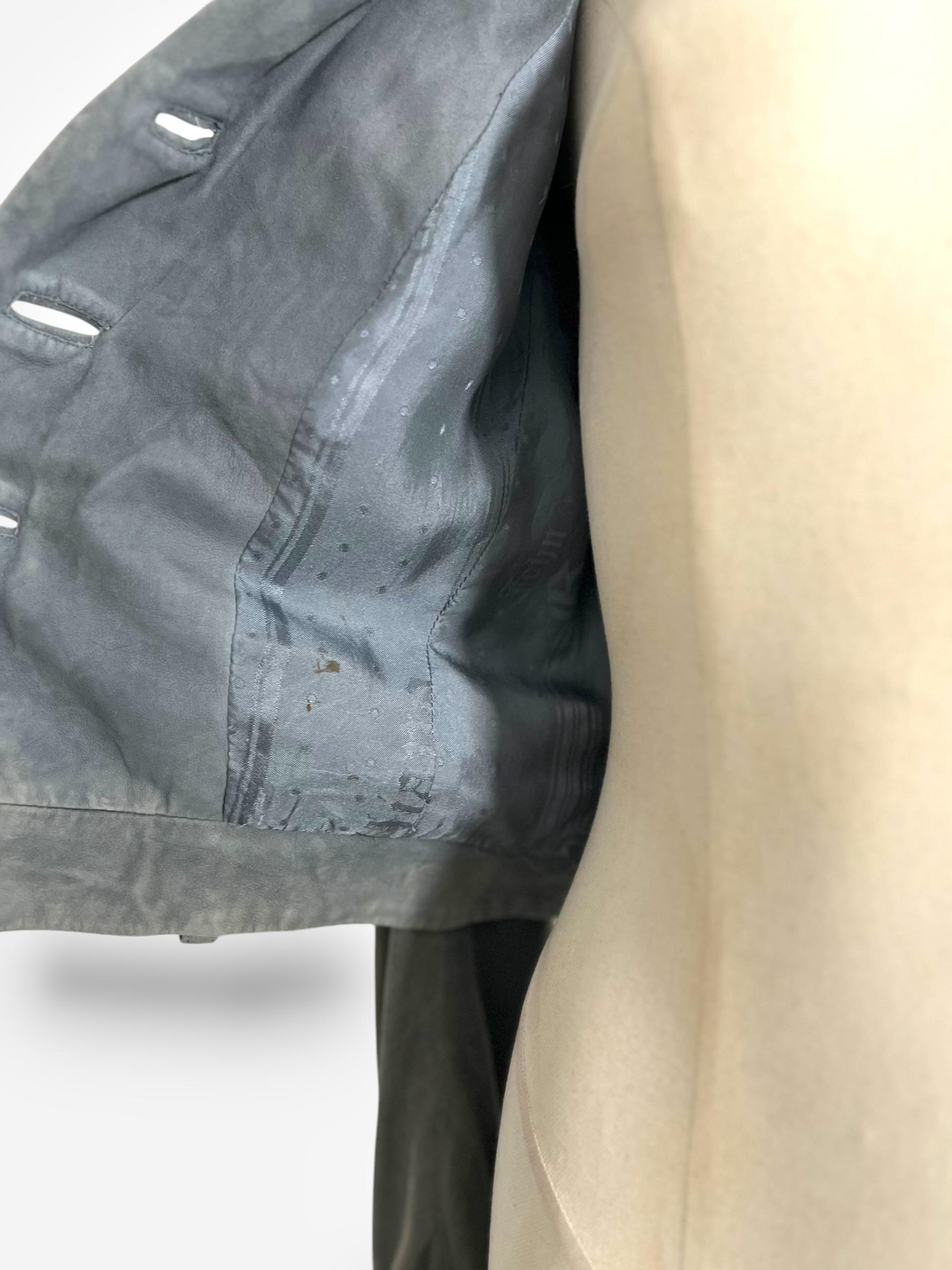 John Galliano, 2003, veste et pantalon cargo en daim et cuir en vente 3