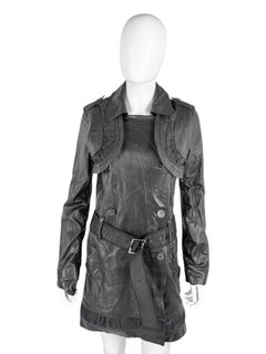 John Galliano 2004 Sample Black Lambskin Leather Coat