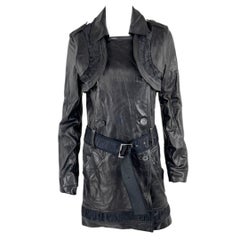 John Galliano 2004 Sample Black Lambskin Leather Coat