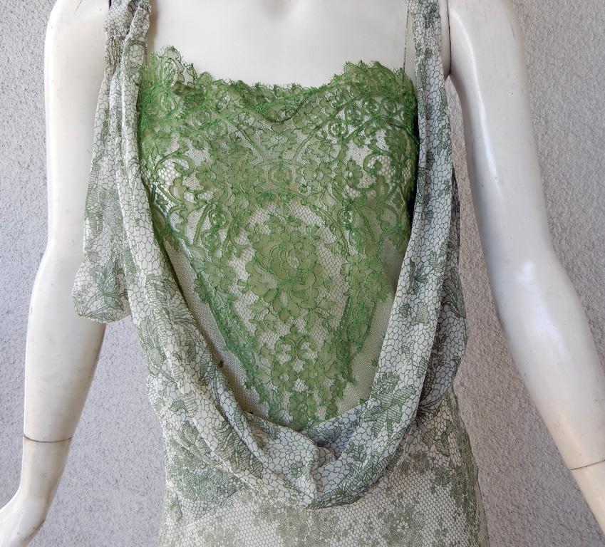 John Galliano 2005 Bias Cut Deco Inspired Runway Silk Evening Dress In Excellent Condition For Sale In Los Angeles, CA
