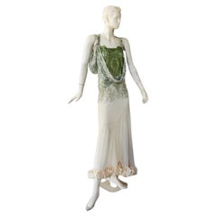 John Galliano 2005 Bias Cut Deco Inspired Runway Silk Evening Dress