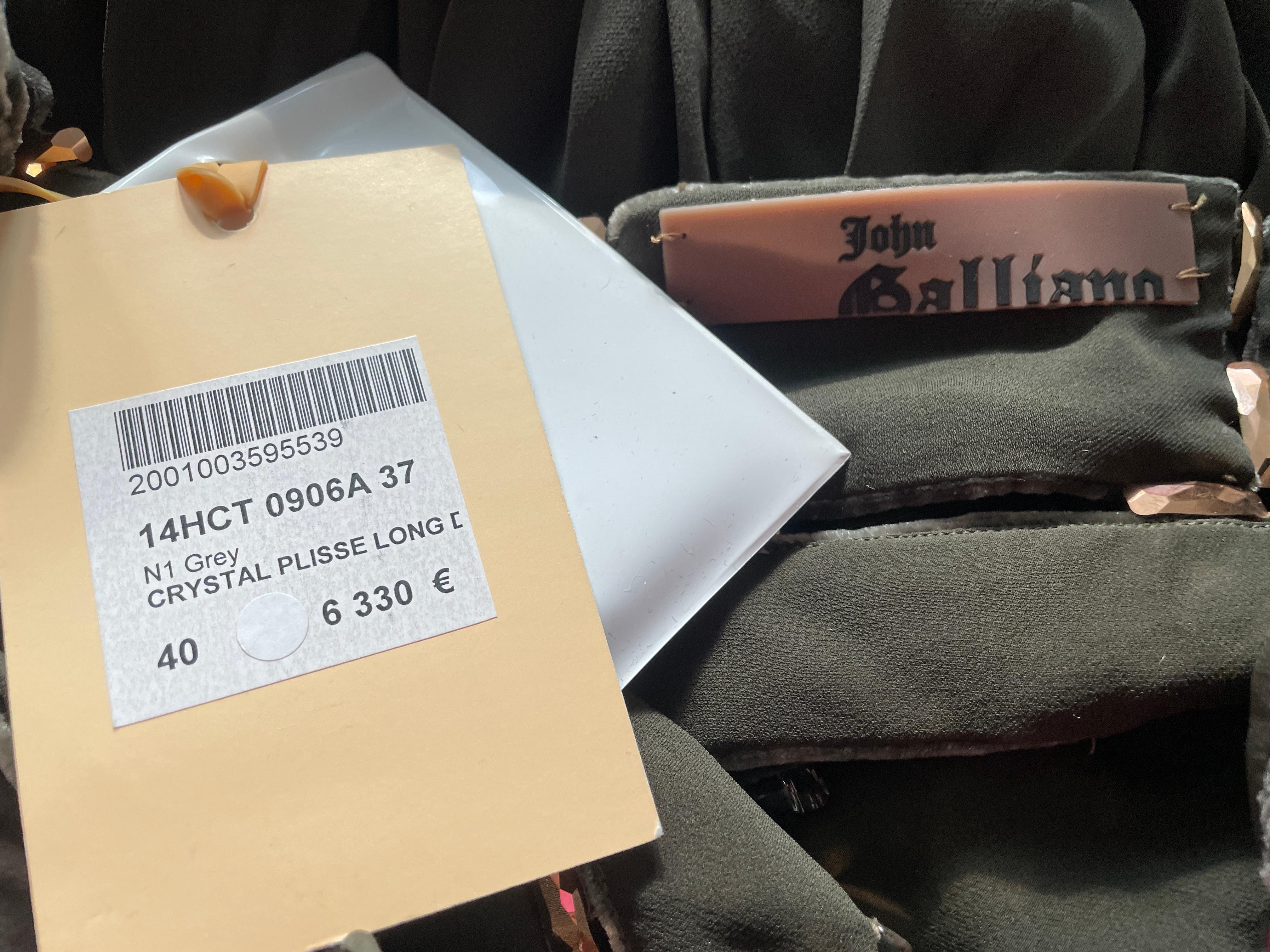 John Galliano 2006 Pleated Velvet Halter Dress with Crystal Trellis Details NWT For Sale 8