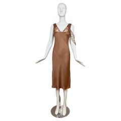 JOHN GALLIANO 2006 Vintage Silk Knee Length Slip Dress w. Pizzo