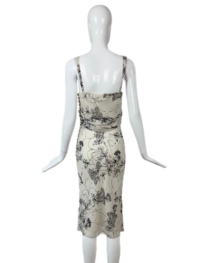 JOHN GALLIANO 2008 Vestido largo hasta la rodilla de seda floral vintage en venta 1