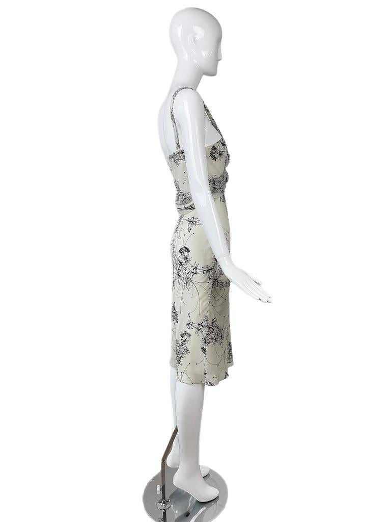 JOHN GALLIANO 2008 Vestido largo hasta la rodilla de seda floral vintage en venta 2