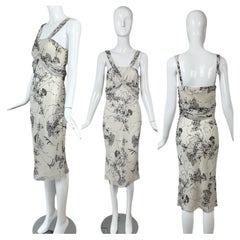JOHN GALLIANO 2008 Vintage Silk Floral Knee Length Dress