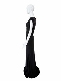 JOHN GALLIANO 2009 Vintage Black Ruffled Keyhole Evening Gown Maxi Dress