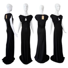 JOHN GALLIANO 2009 Vintage Black Ruffled Keyhole Evening Gown Maxi Dress