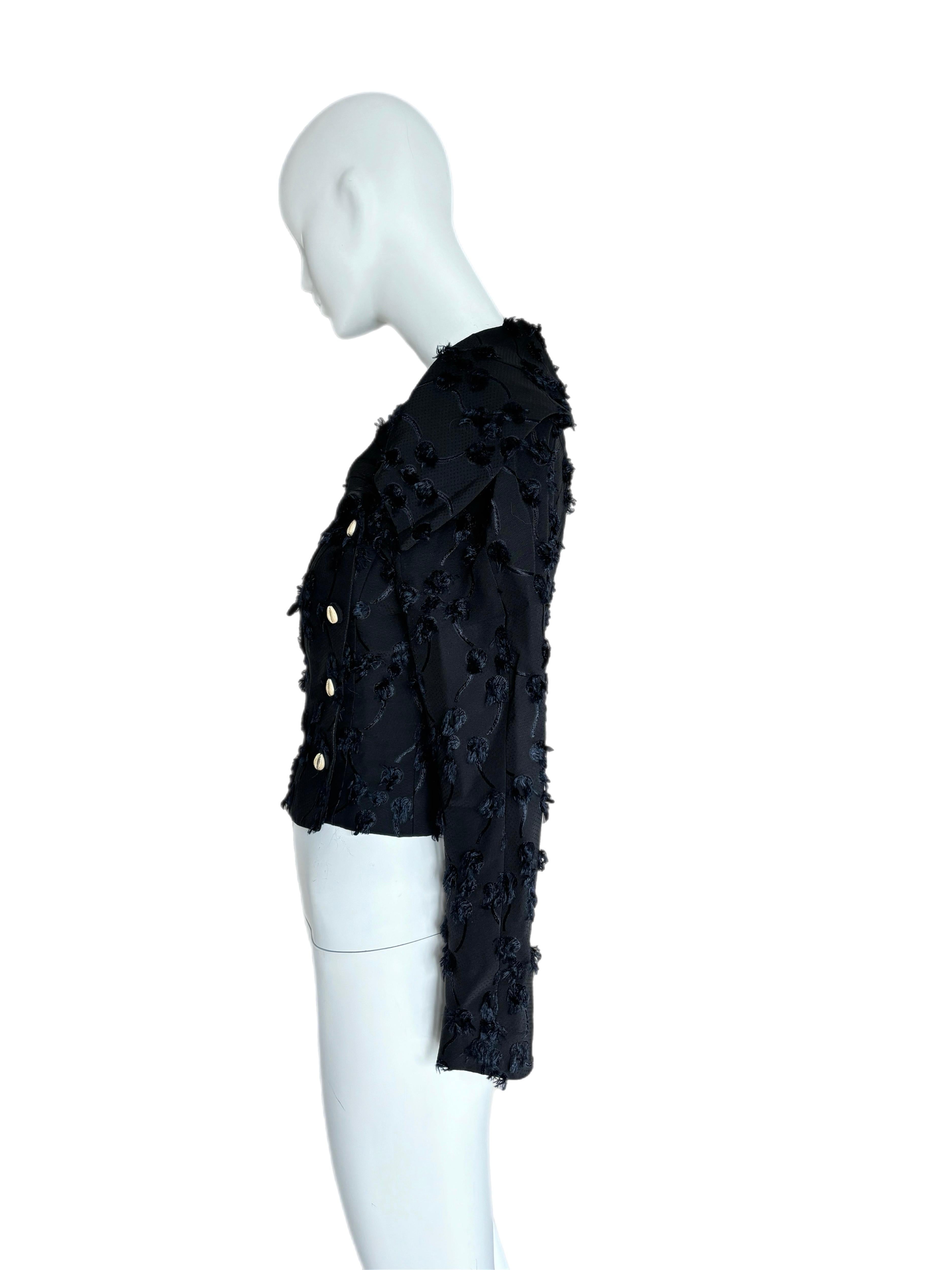Women's JOHN GALLIANO 2009 Wool & Silk Textured Blazer Jacket Cowrie Shell Buttons