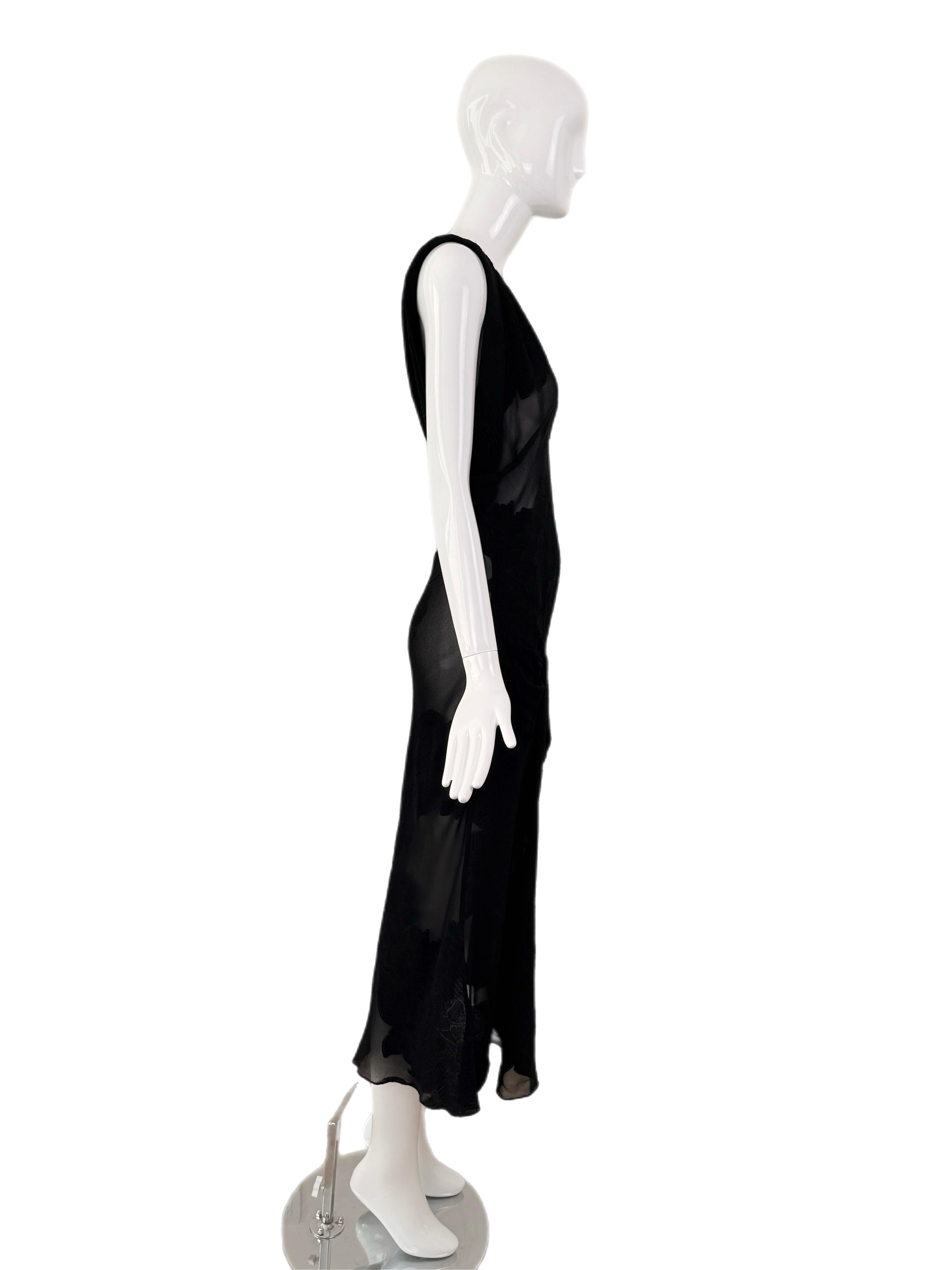 JOHN GALLIANO 2017 Runway Black Semi Sheer Silk Floral Midi Dress For Sale 4