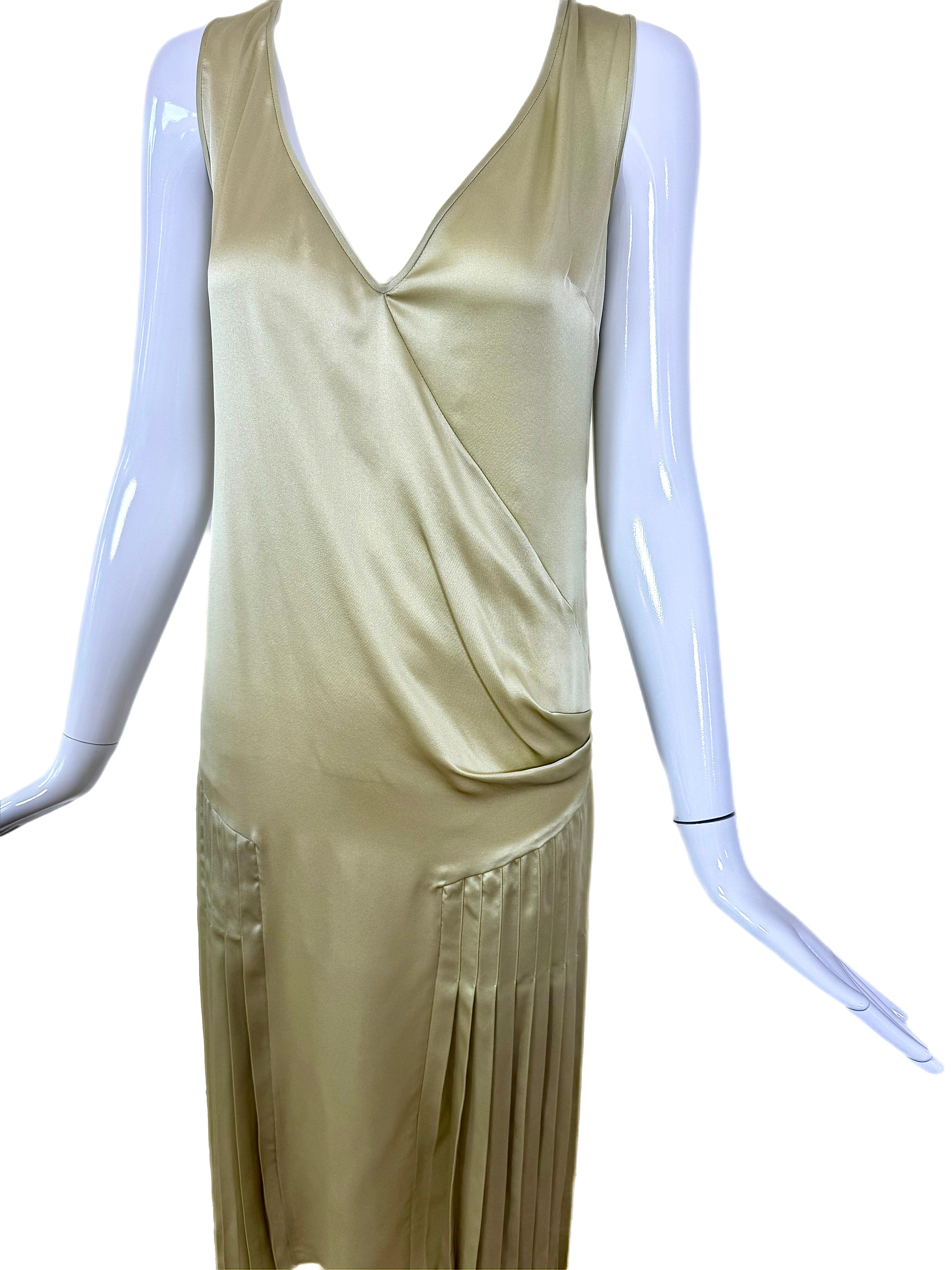 JOHN GALLIANO 2018 Show Collection Silk Green Pleated Drape Dress In New Condition For Sale In Leonardo, NJ