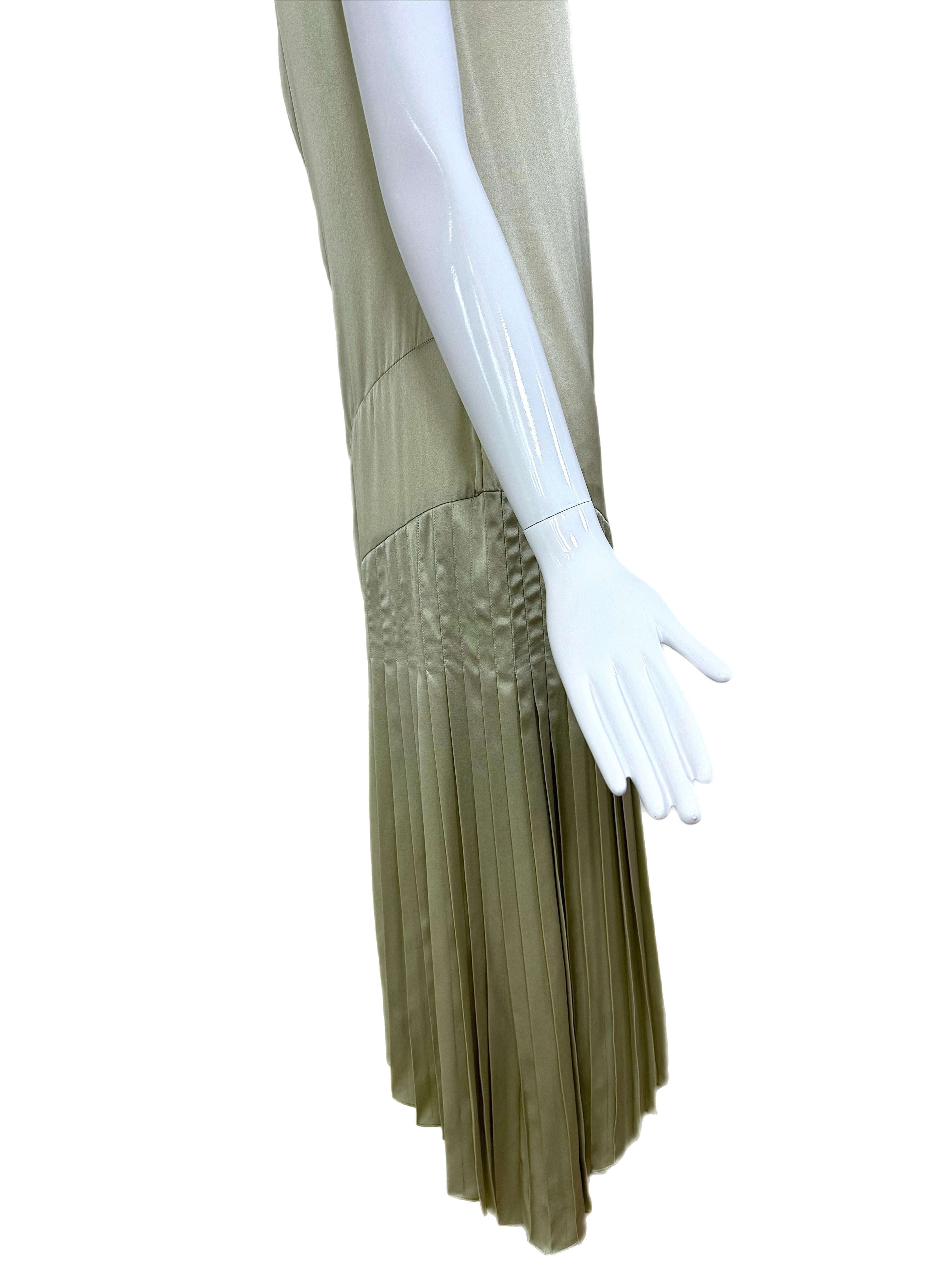 Women's JOHN GALLIANO 2018 Show Collection Silk Green Pleated Drape Dress For Sale