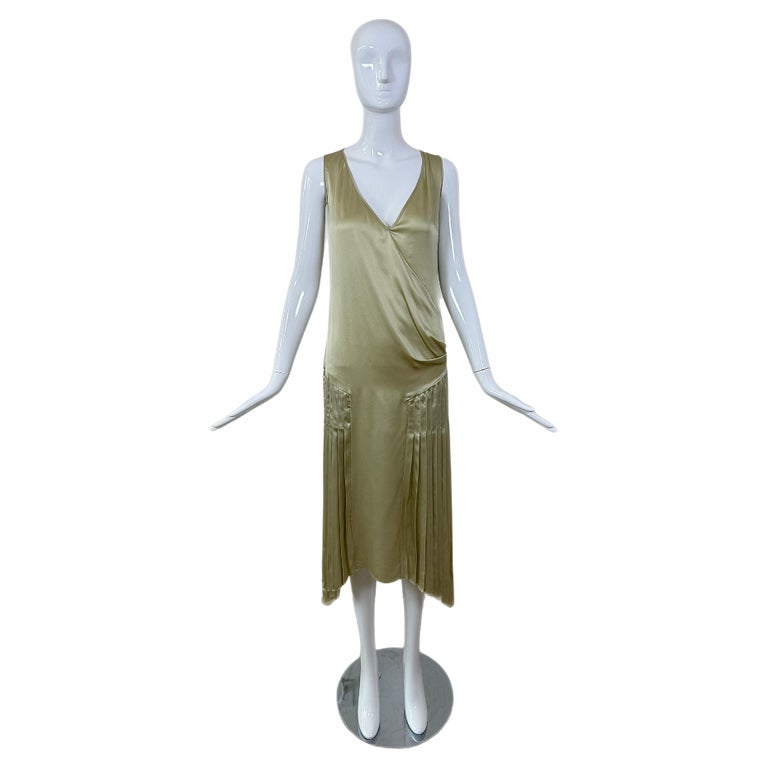 JOHN GALLIANO 2018 Show Collection Silk Green Pleated Drape Dress For Sale  at 1stDibs