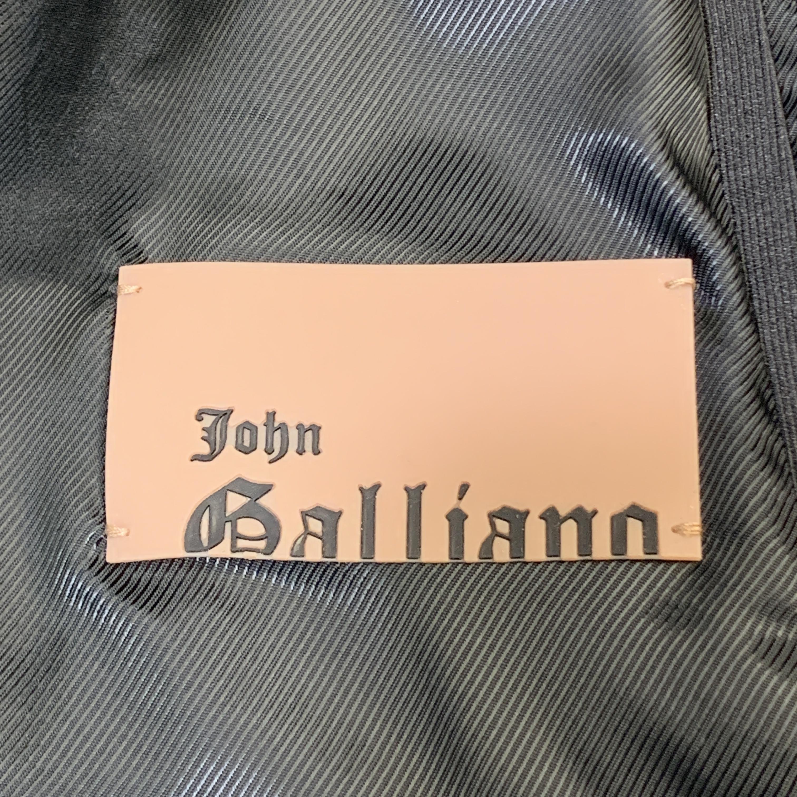 JOHN GALLIANO 44 Black on Black Checkered Wool Scarf Collar Tuxedo Sport Coat 1