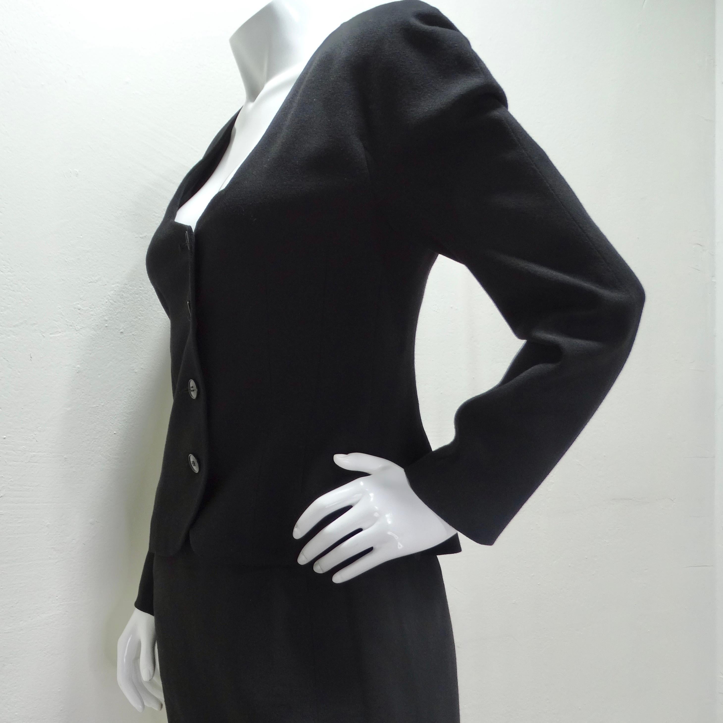 John Galliano 90s Black Skirt Suit For Sale 6