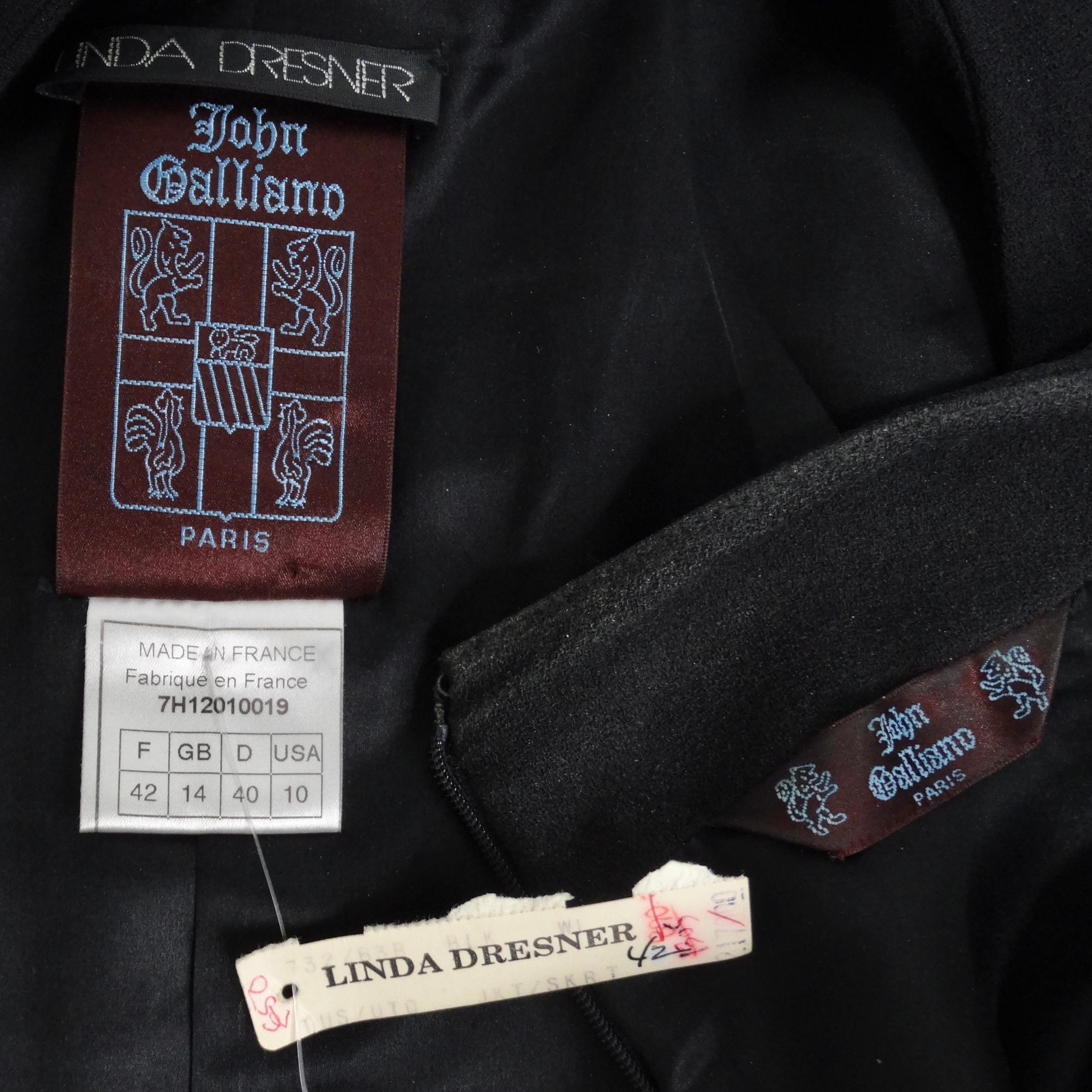 John Galliano 90s Black Skirt Suit For Sale 7