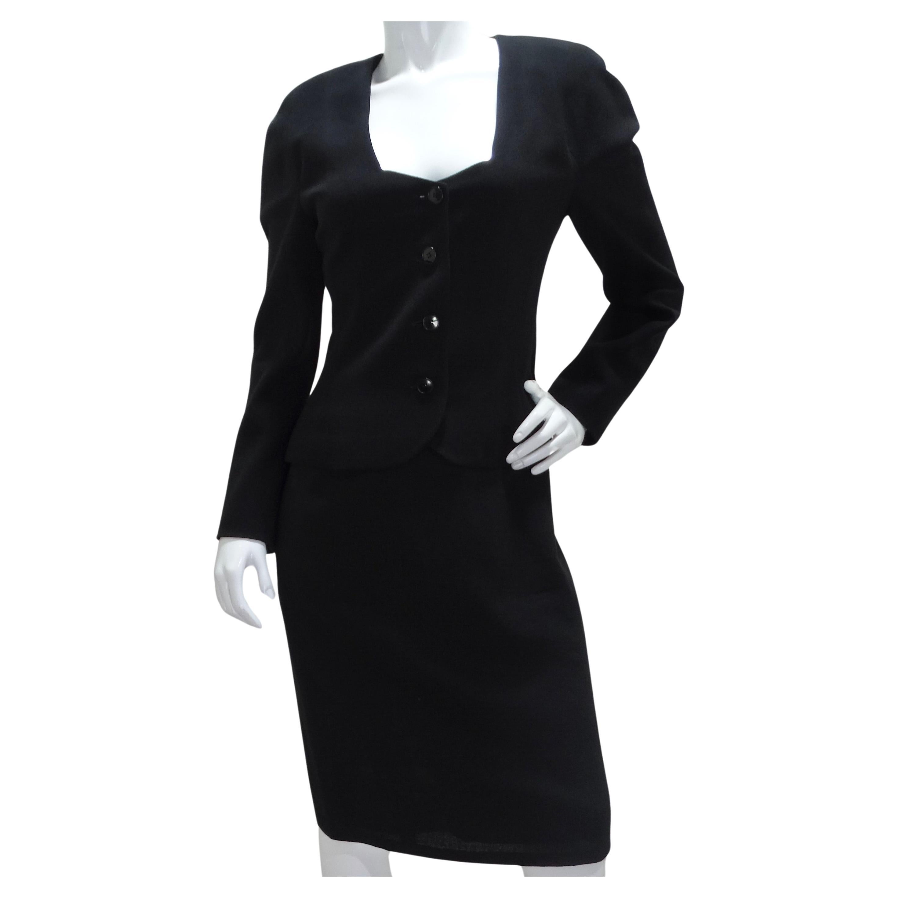 John Galliano 90s Black Skirt Suit For Sale