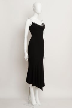 John Galliano A/W 2000 Bias Cut Evening Slip Dress in Black Satin Backed Crepe