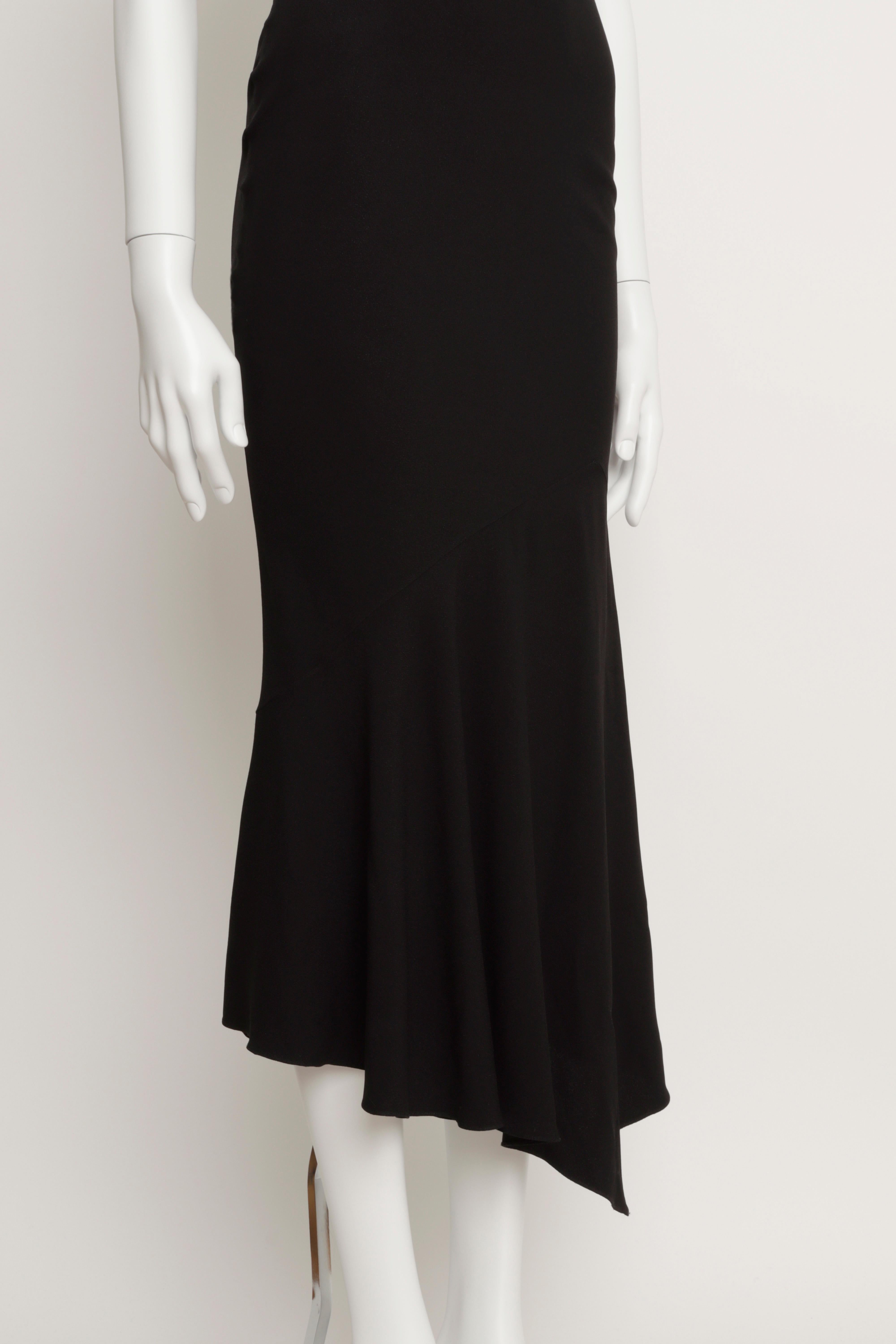 da uomo o donna John Galliano A/I 2000 Vestito da sera con taglio sbieco in crepe nero con retro in raso in vendita