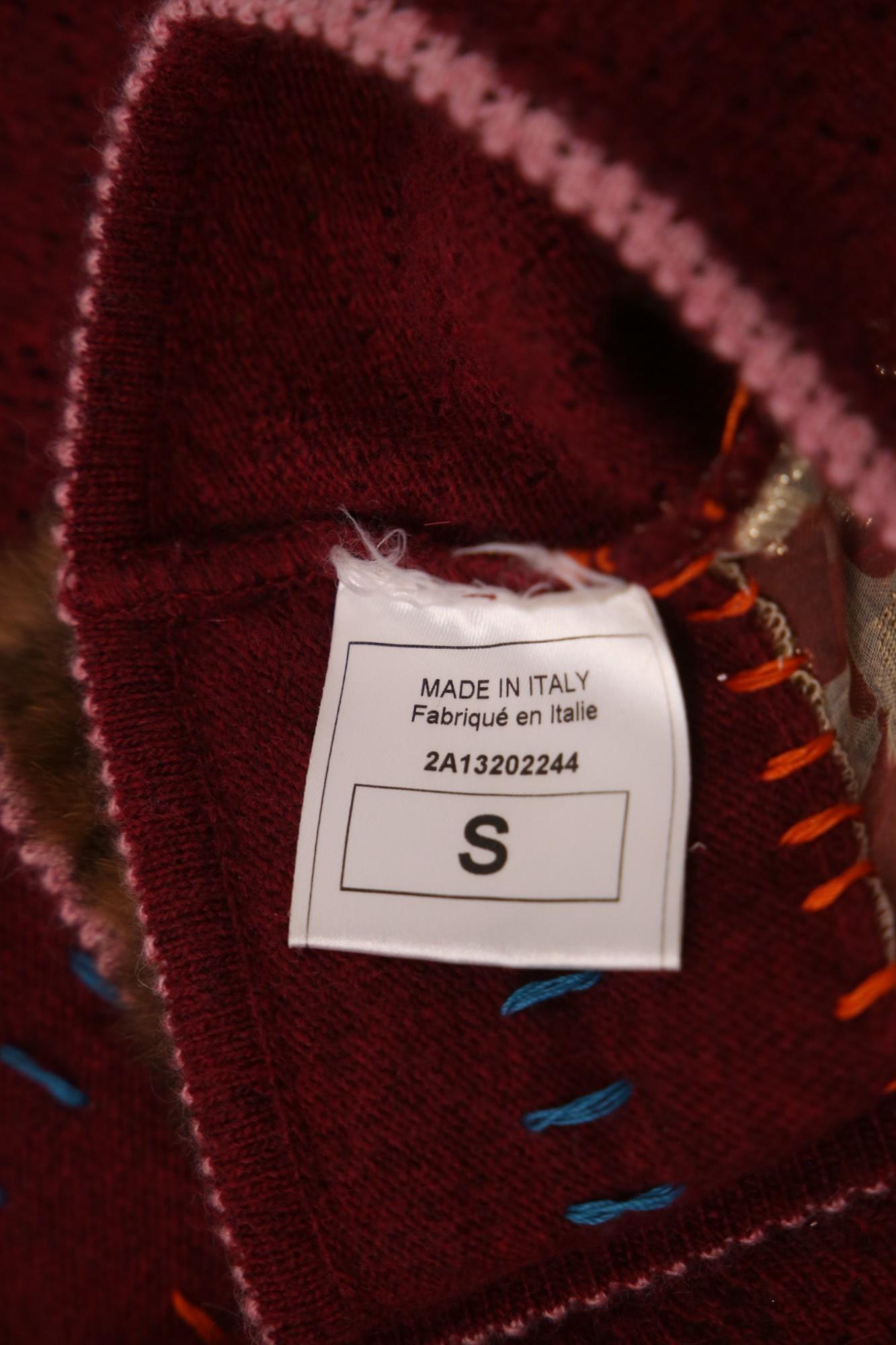 John Galliano A/W 2002 Camiseta floral de punto de lana roja en venta 1