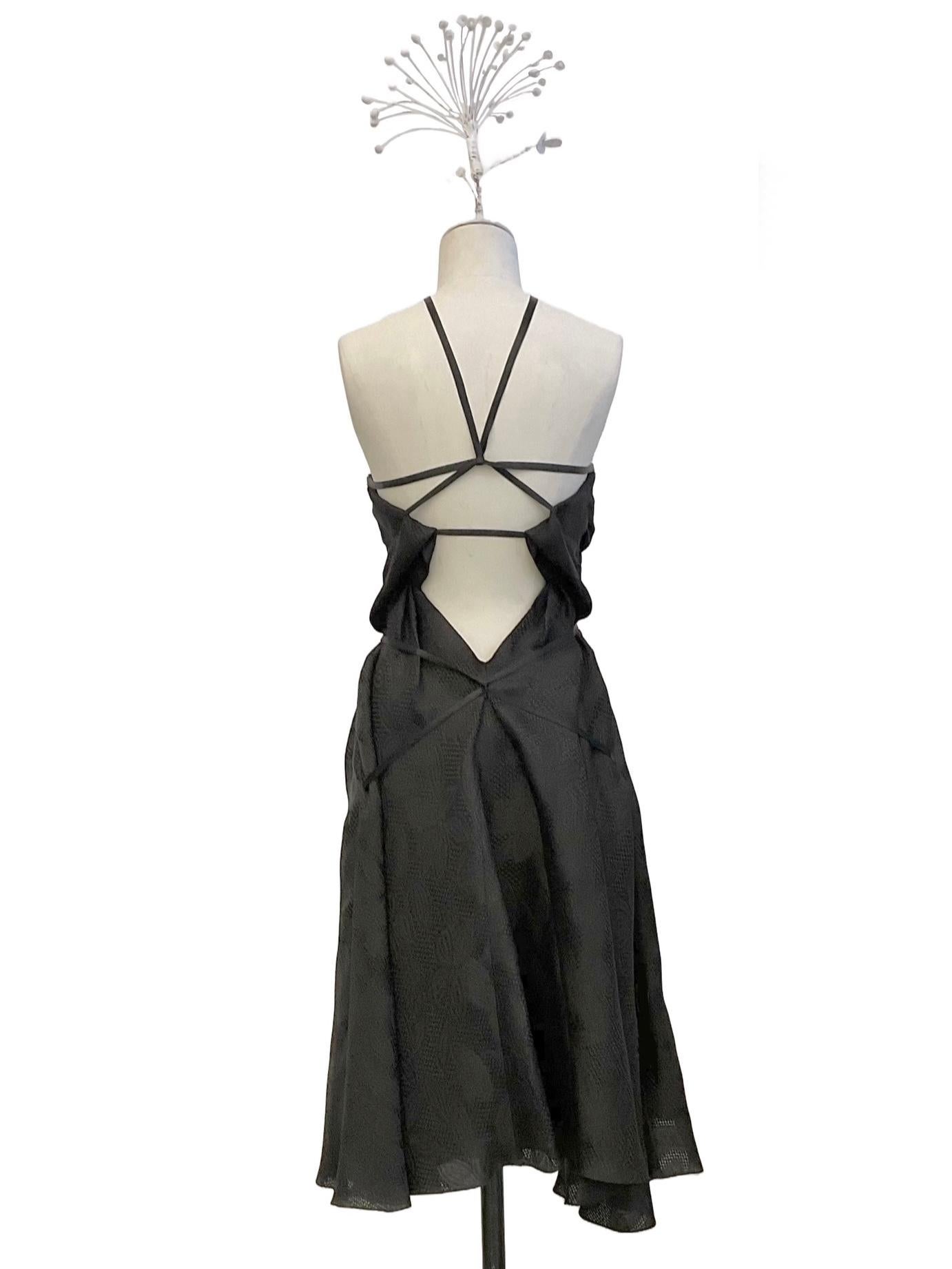 JOHN GALLIANO Black cocktail bustier dress in silk jacquard fabric SS 2008 In New Condition For Sale In Milano, IT