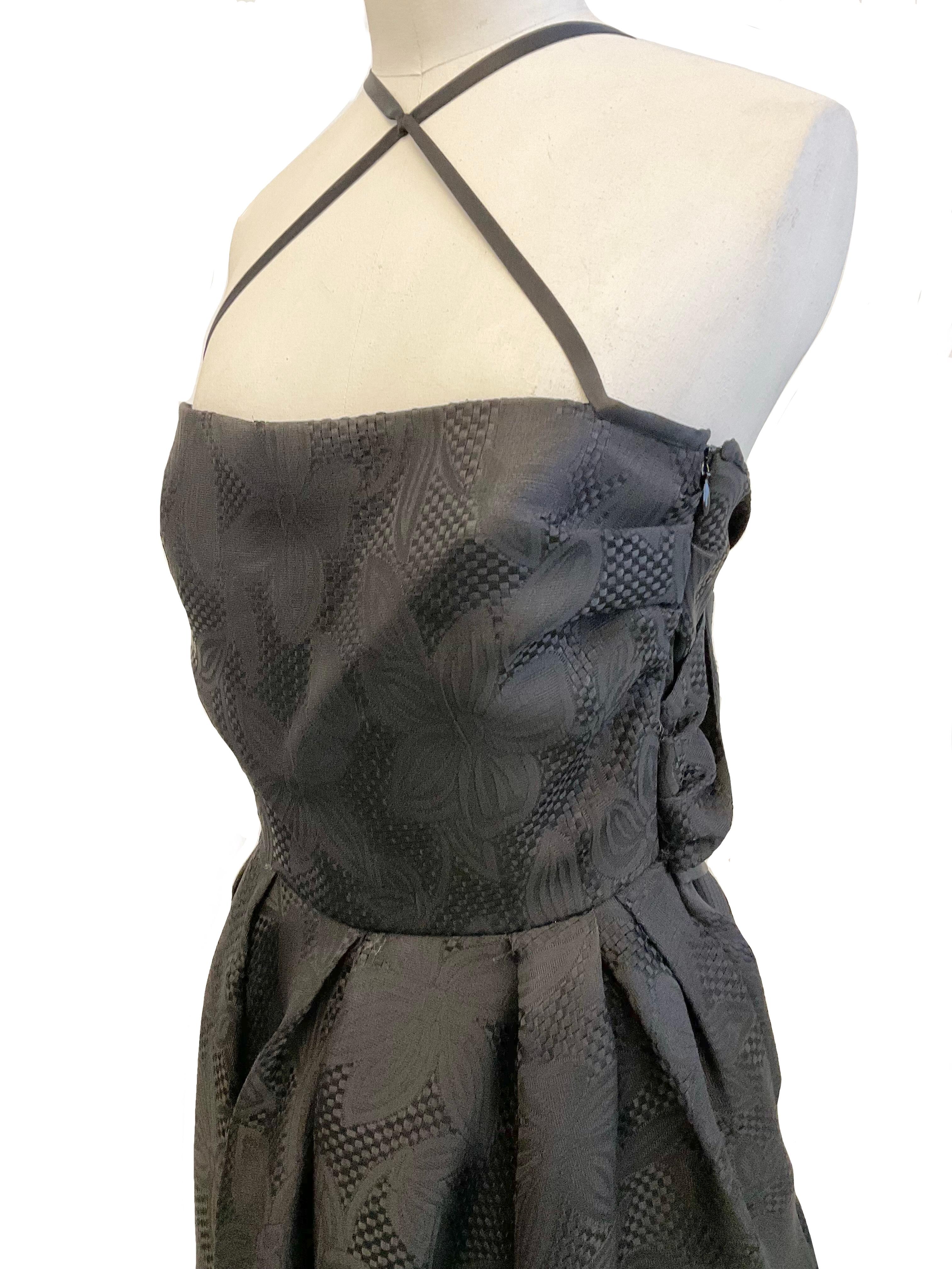 JOHN GALLIANO Robe bustier de cocktail en jacquard de soie noire SS 2008 en vente 1