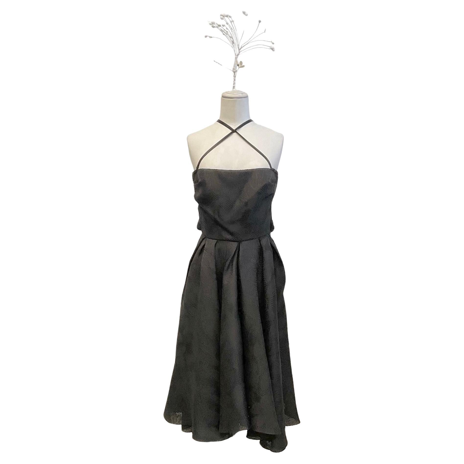 JOHN GALLIANO Black cocktail bustier dress in silk jacquard fabric SS 2008 For Sale