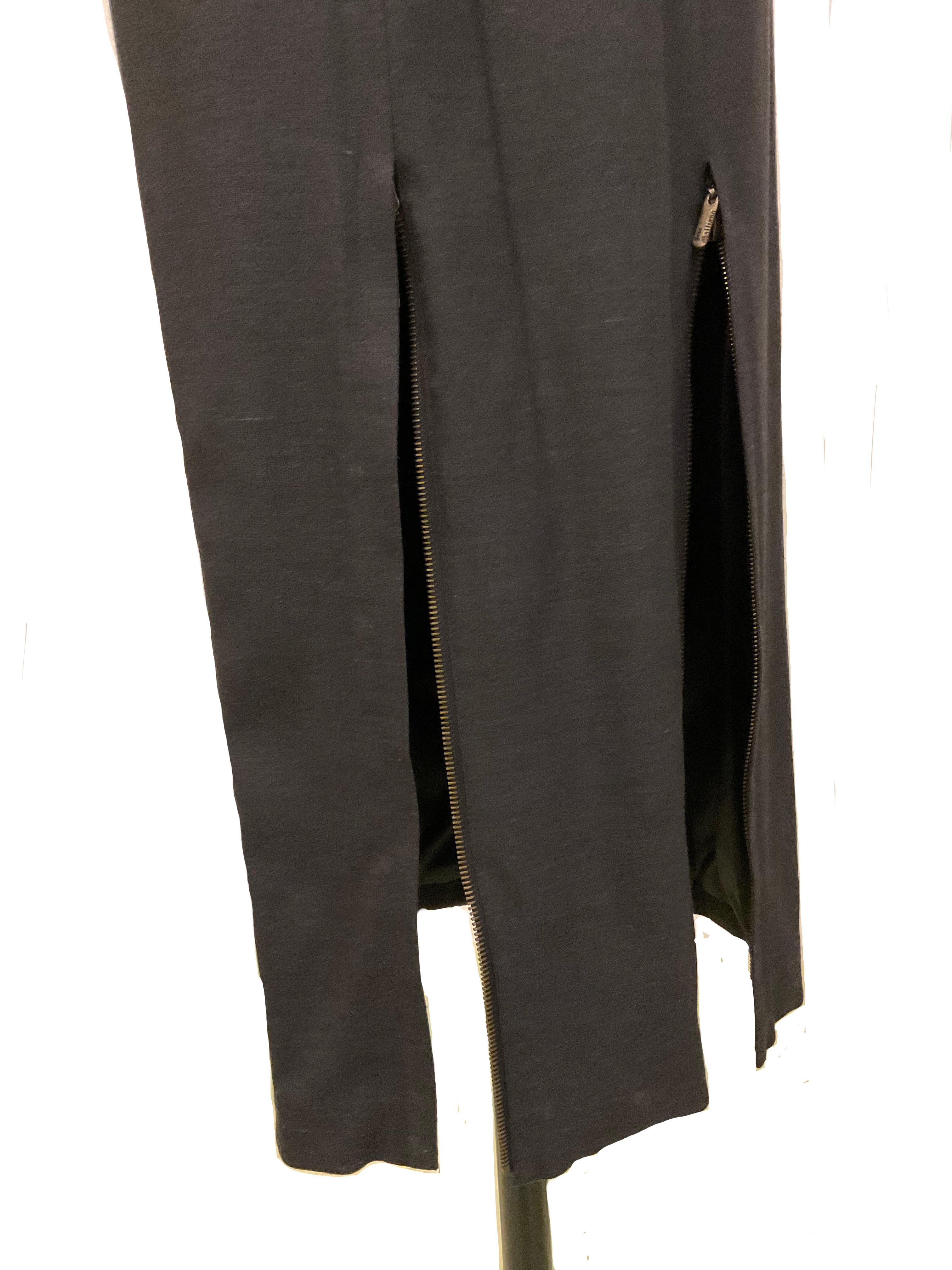 Women's JOHN GALLIANO abito grigio a sottoveste midi con spalline in camoscio FW 2004 For Sale