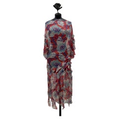 JOHN GALLIANO silk chiffon "Ranunculus" dress with floral print FW 2007