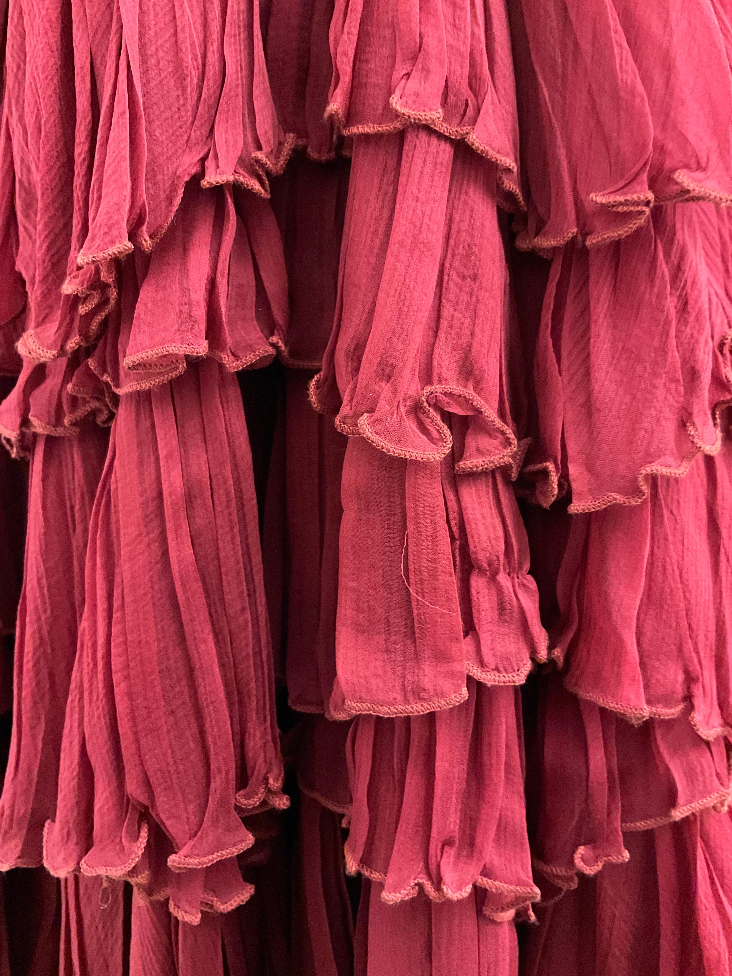 JOHN GALLIANO Romantisches rotes asymmetrisches 'London Courte' Kleid FW 2007 im Angebot 2