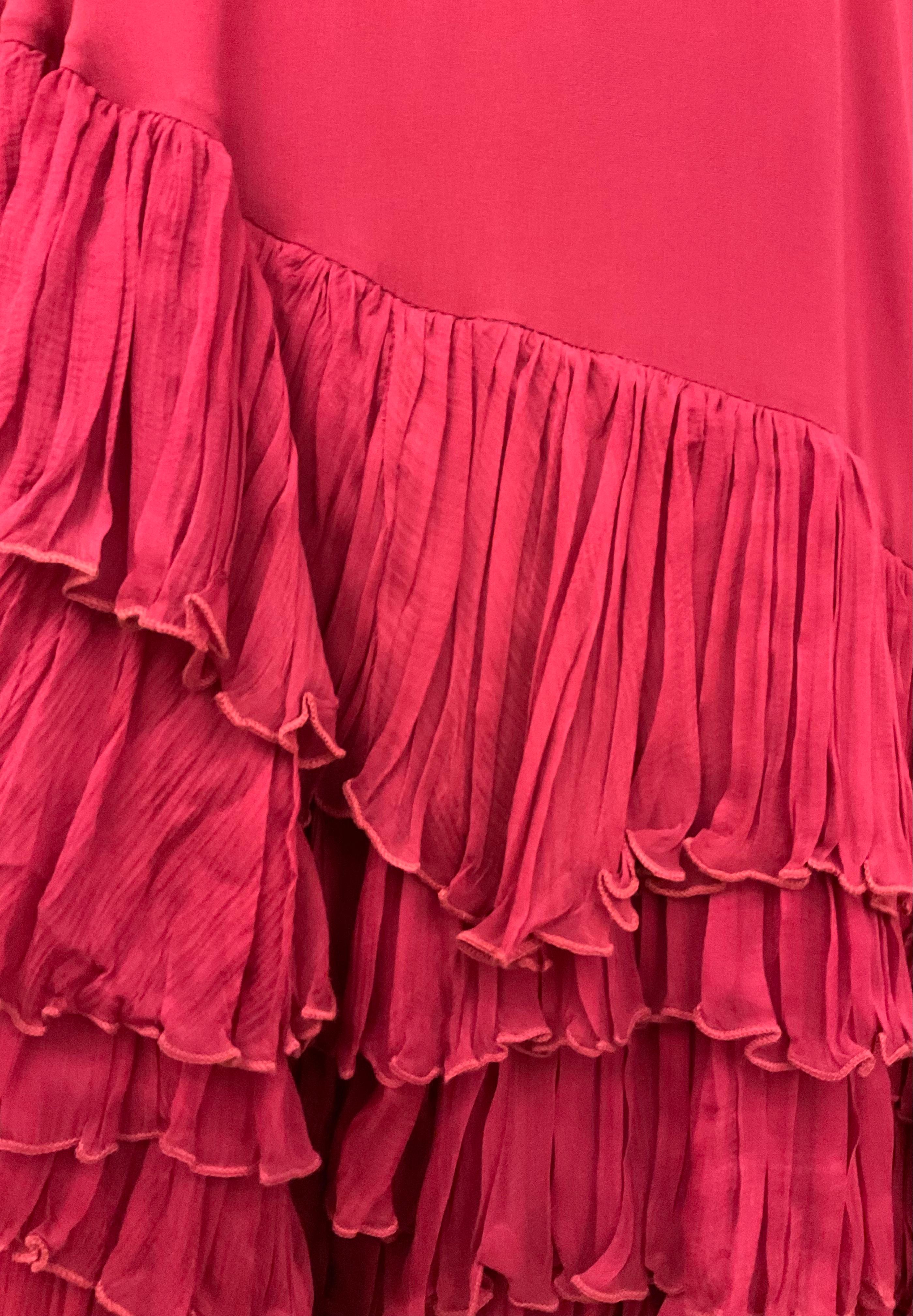 JOHN GALLIANO - Robe asymétrique rouge romantique 