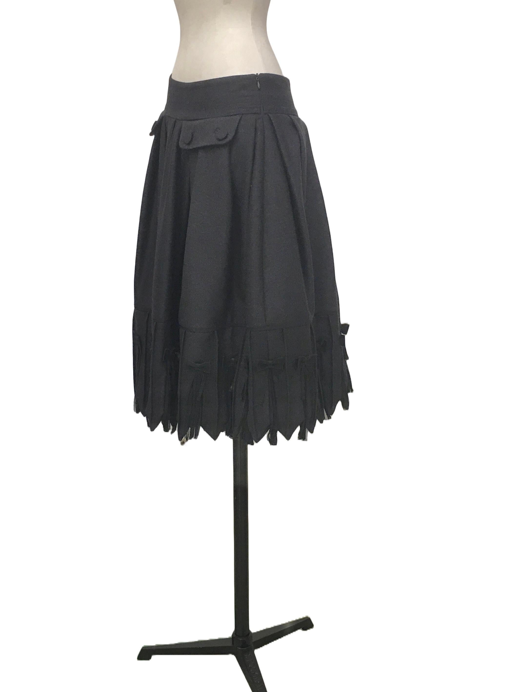 JOHN GALLIANO Wide pleated skirt in gray flannel from FW 2010 season In New Condition For Sale In Milano, IT