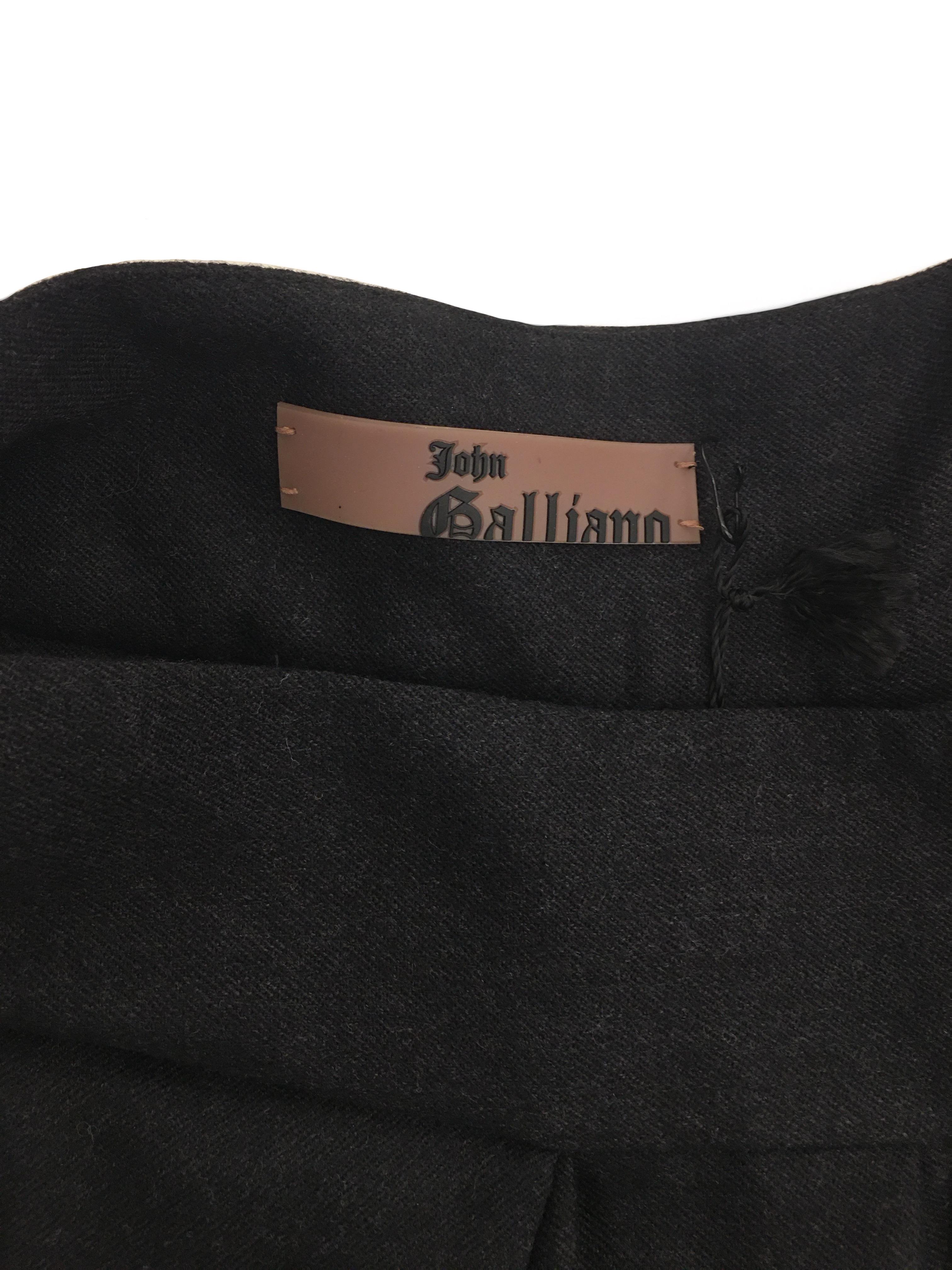 JOHN GALLIANO Wide pleated skirt in gray flannel from FW 2010 season For Sale 1