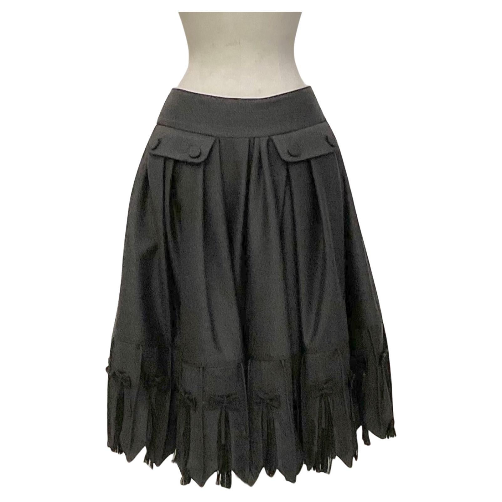 JOHN GALLIANO Wide pleated skirt in gray flannel from FW 2010 season For Sale