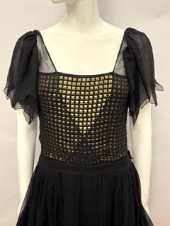 John Galliano Archival 2008 black silk chiffon cocktail dress