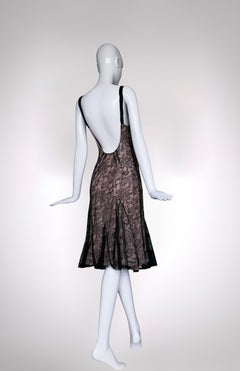 John Galliano Archival Beautiful Lace Dress Powder Blush Black