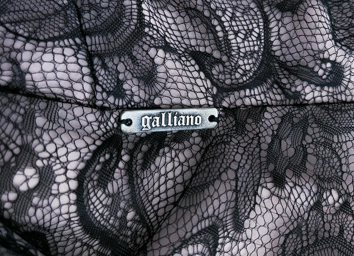 Women's John Galliano Archival Beautiful Lace Dress Powder Blush Black For Sale