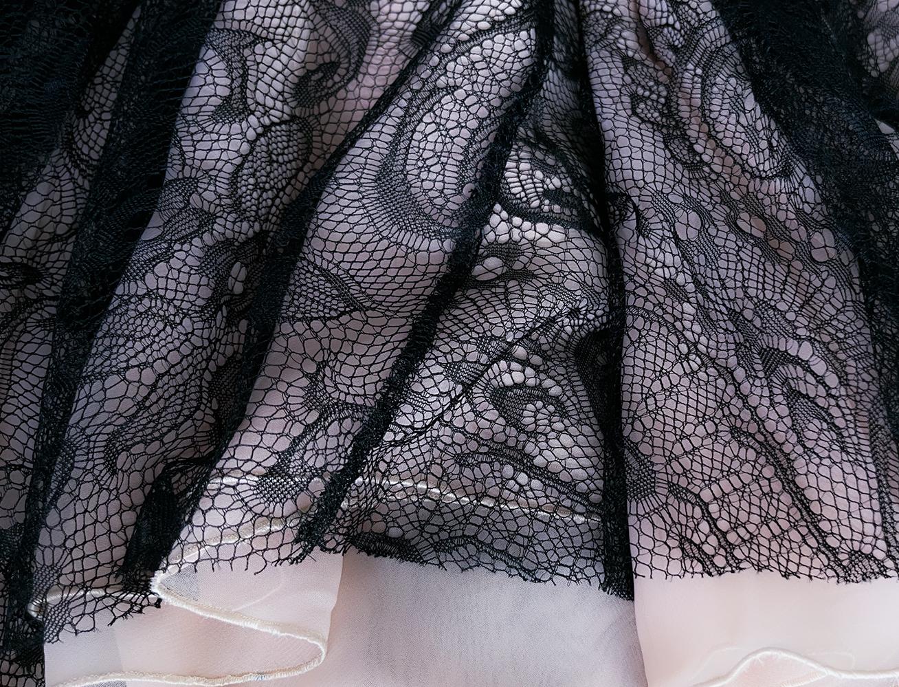 John Galliano Archival Beautiful Lace Dress Powder Blush Black For Sale 1