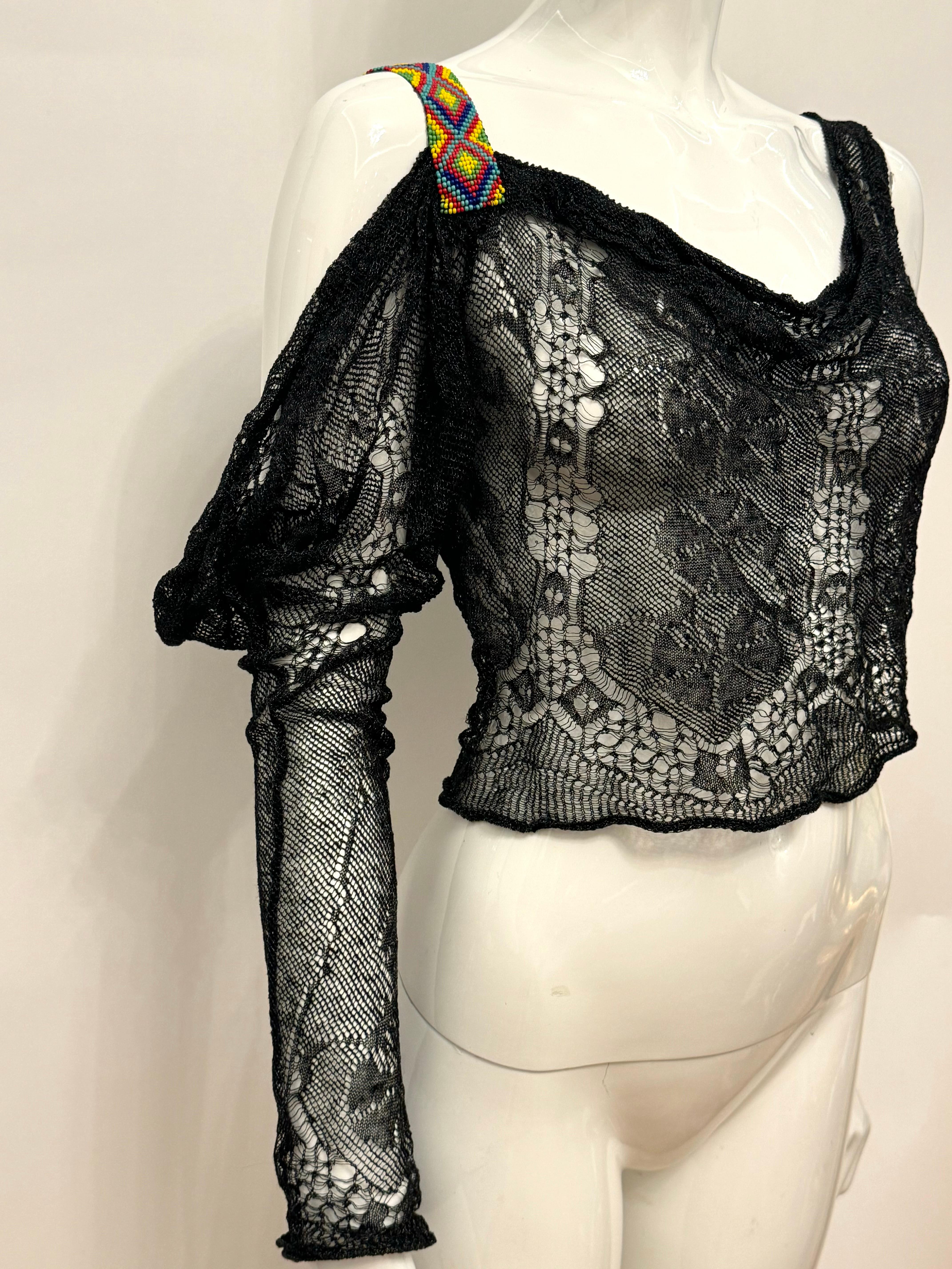 Donna John Galliano archivio P/E 2002 raro top in pizzo in vendita