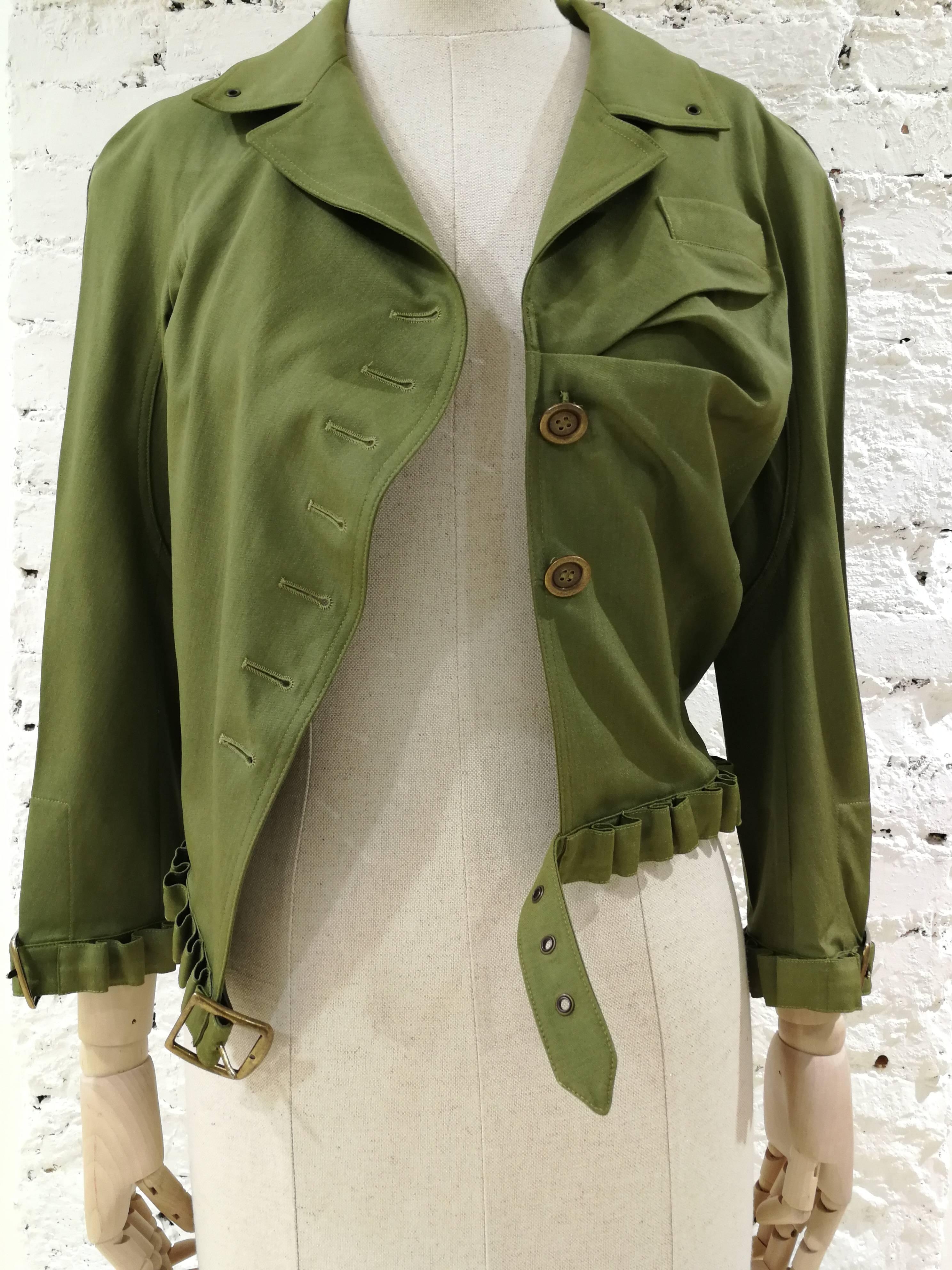 John Galliano Asymmetric Green Wool Jacket 5
