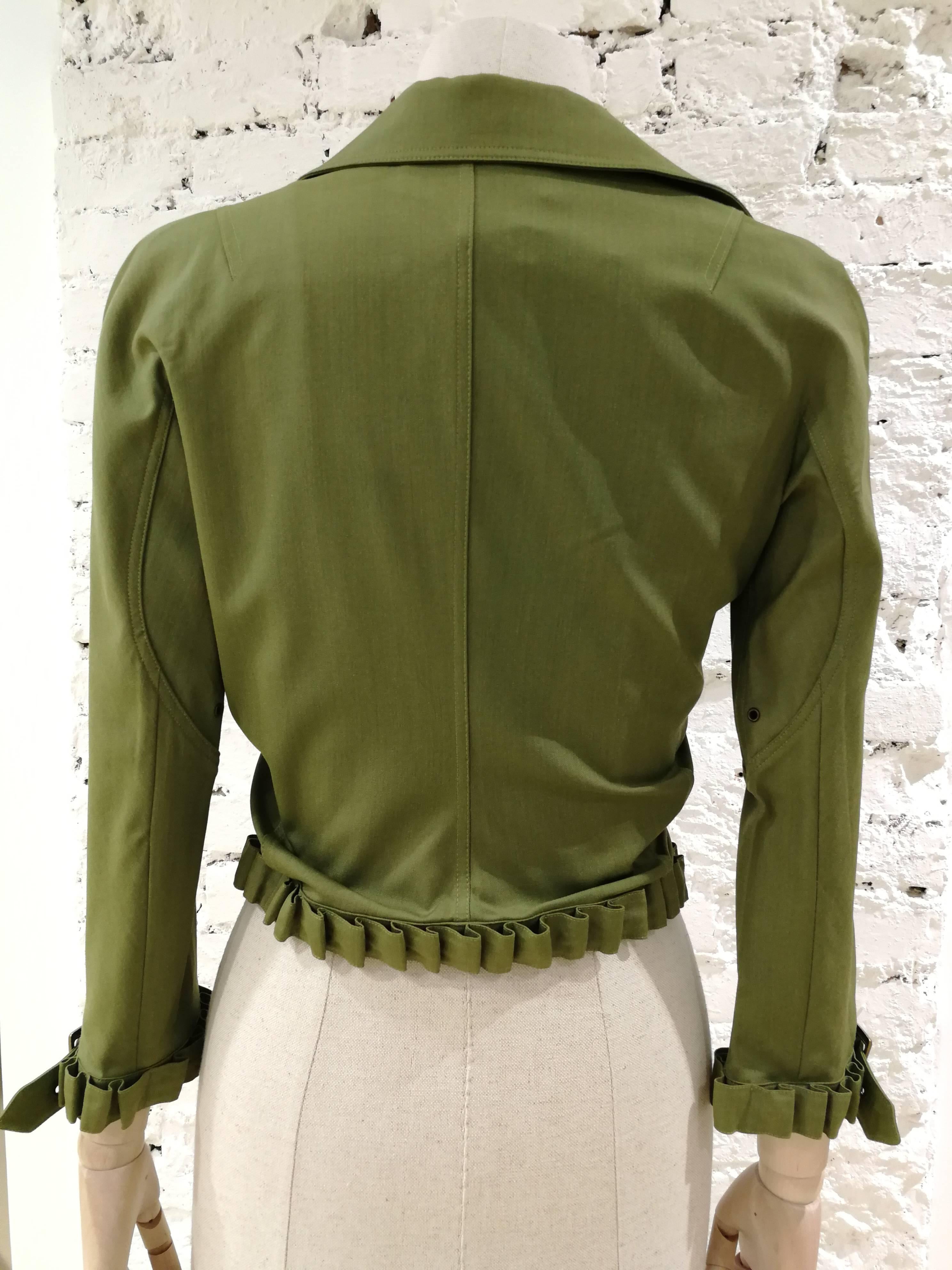 John Galliano Asymmetric Green Wool Jacket In Excellent Condition In Capri, IT