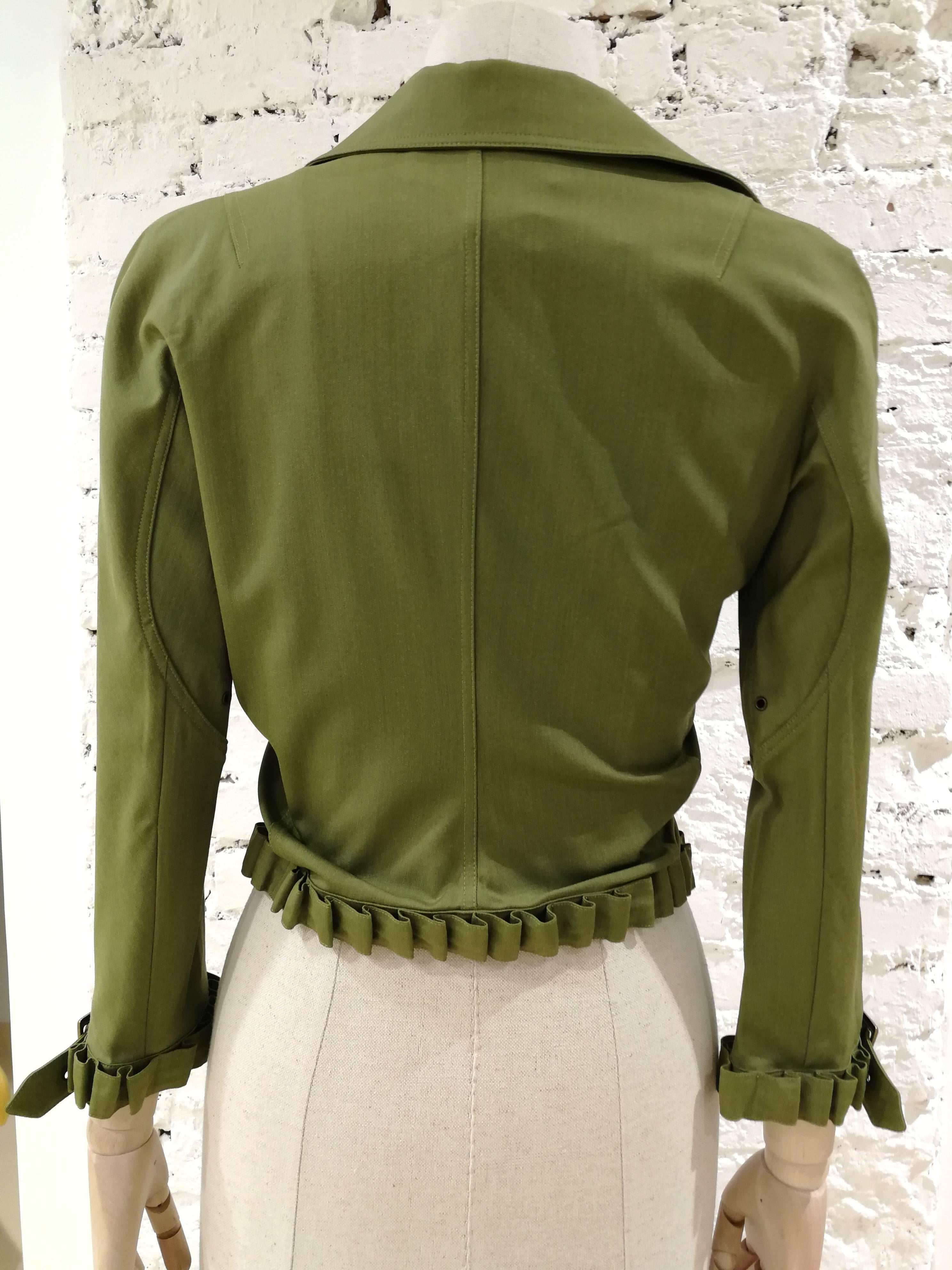 Women's or Men's John Galliano Asymmetric Green Wool Jacket