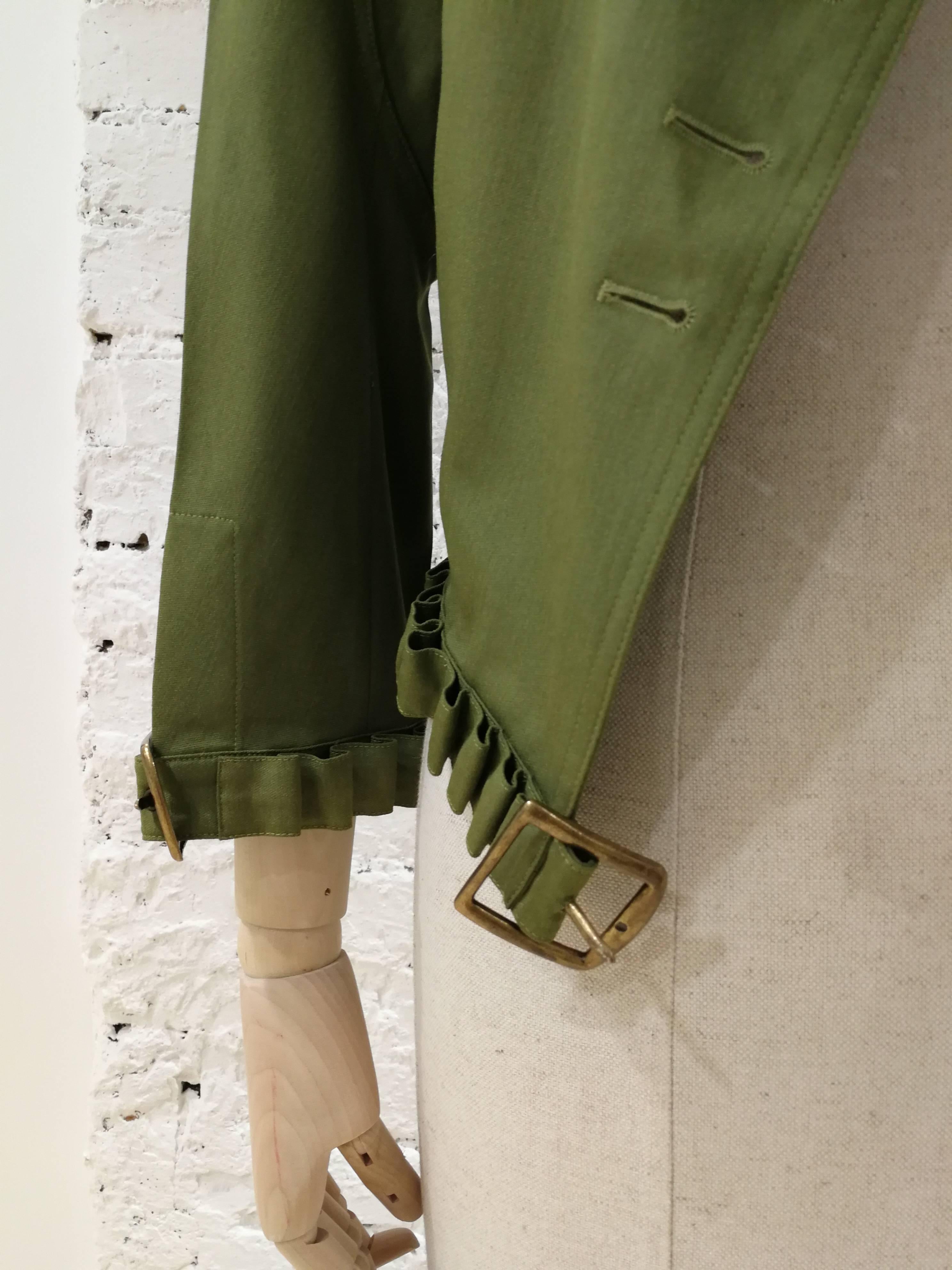 John Galliano Asymmetric Green Wool Jacket 3
