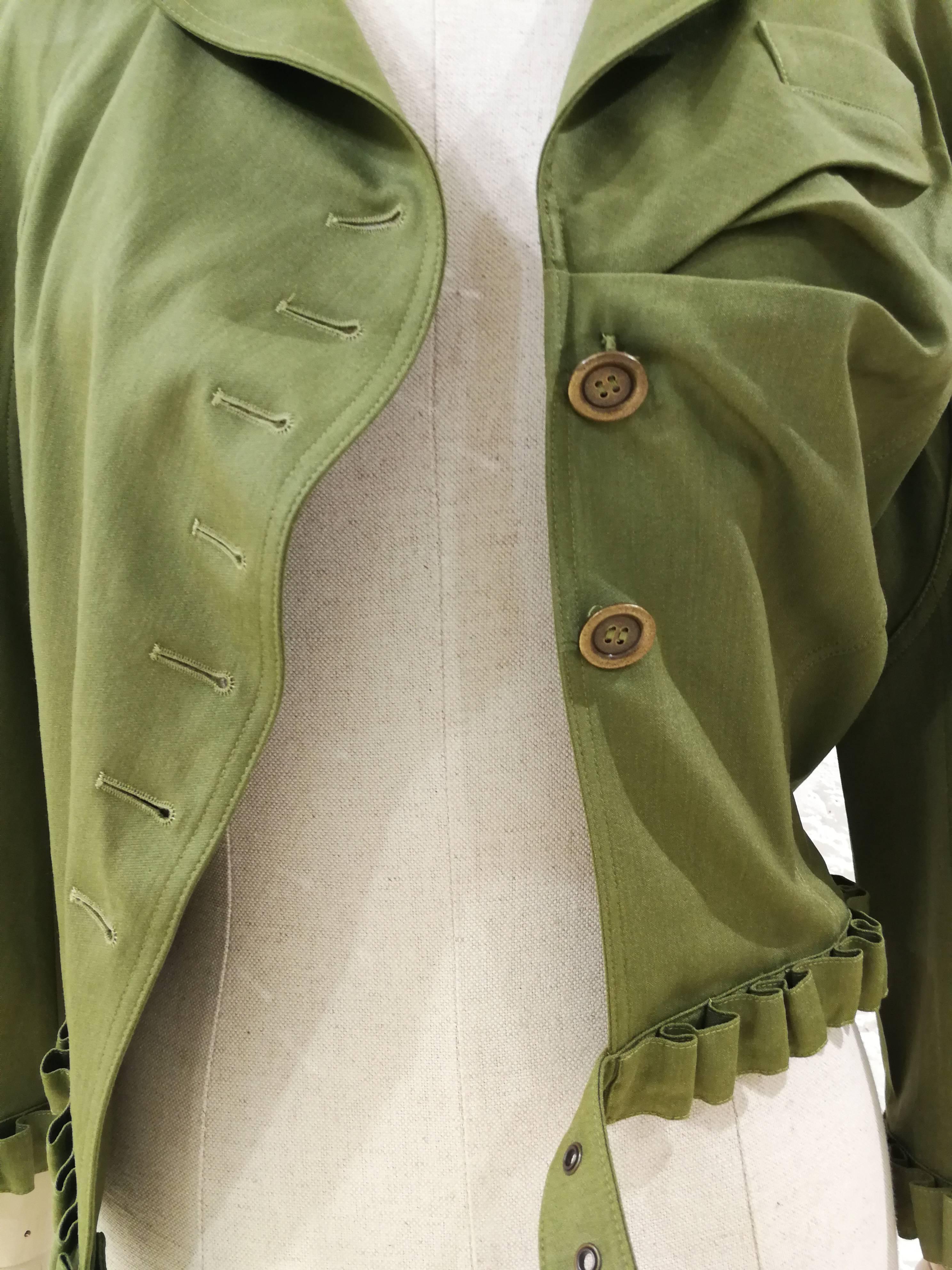 John Galliano Asymmetric Green Wool Jacket 4