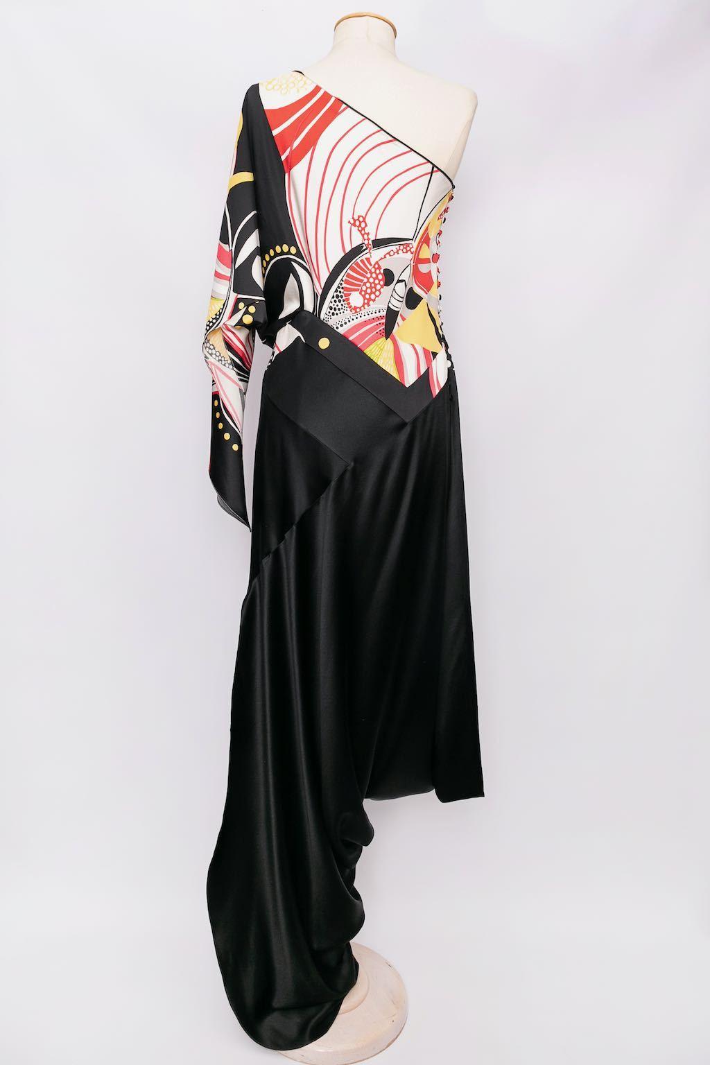 John Galliano Asymmetrical Silk Dress In Excellent Condition For Sale In SAINT-OUEN-SUR-SEINE, FR
