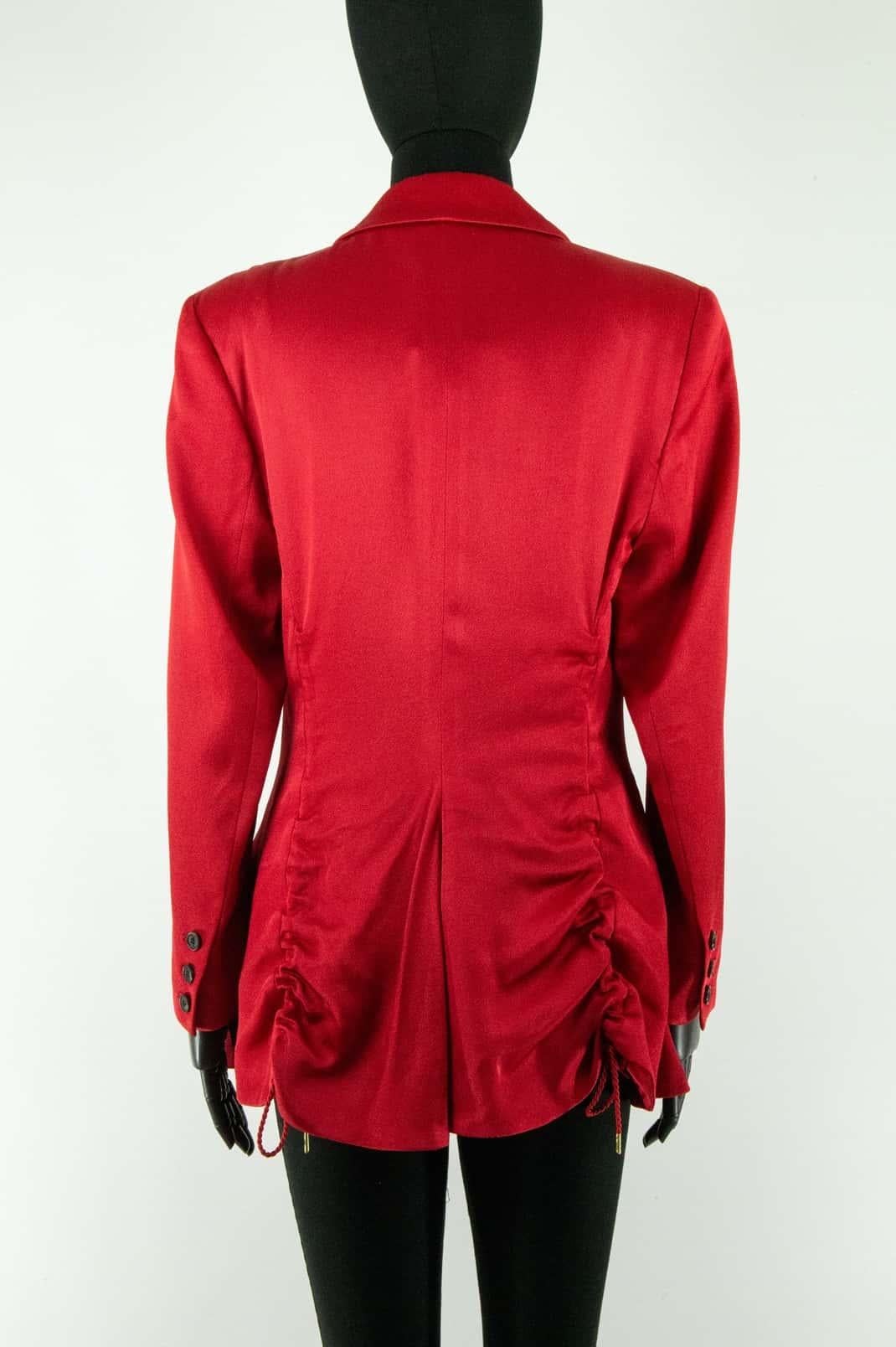 Women's John Galliano Autumn 2001 Red Satin Blazer For Sale