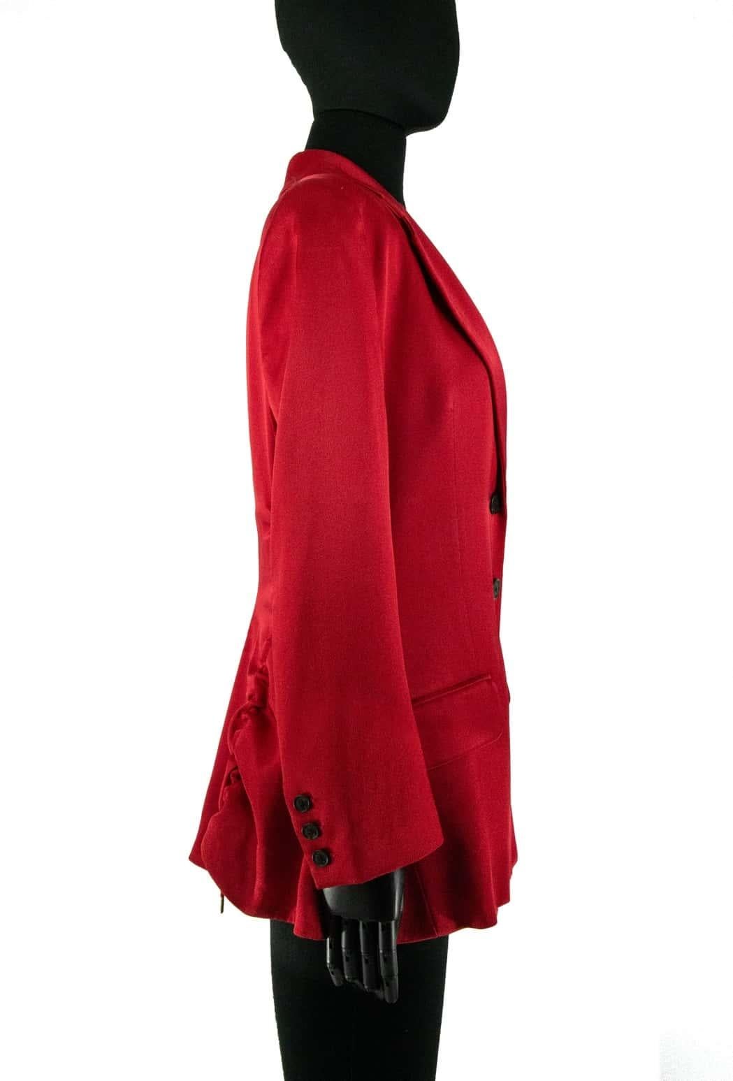 John Galliano Autumn 2001 Red Satin Blazer For Sale 1